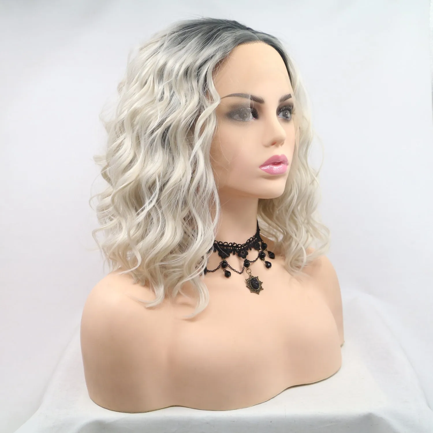 13*3" Lace Front Wigs Synthetic Mid-length Wavy 12" 130% Density