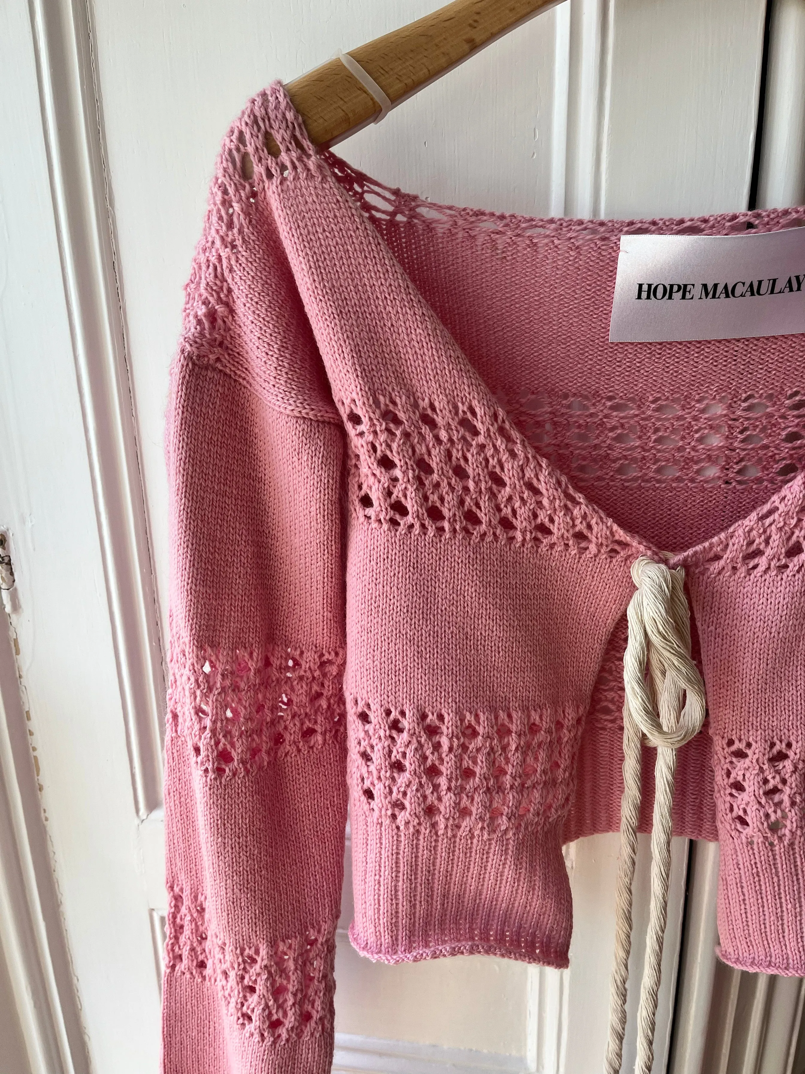 1of2  Pink Off Shoulder Knit Cardigan S/M (Sample)