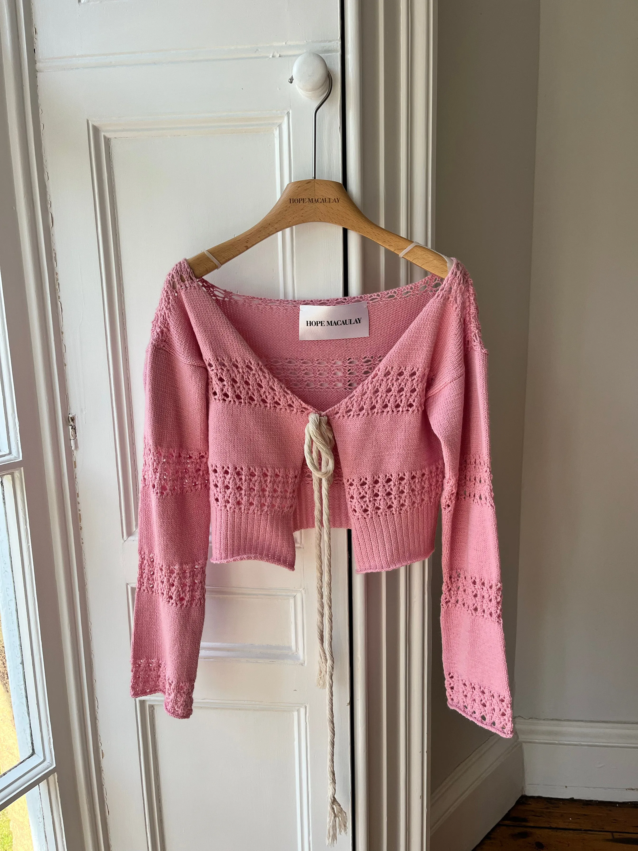 1of2  Pink Off Shoulder Knit Cardigan S/M (Sample)