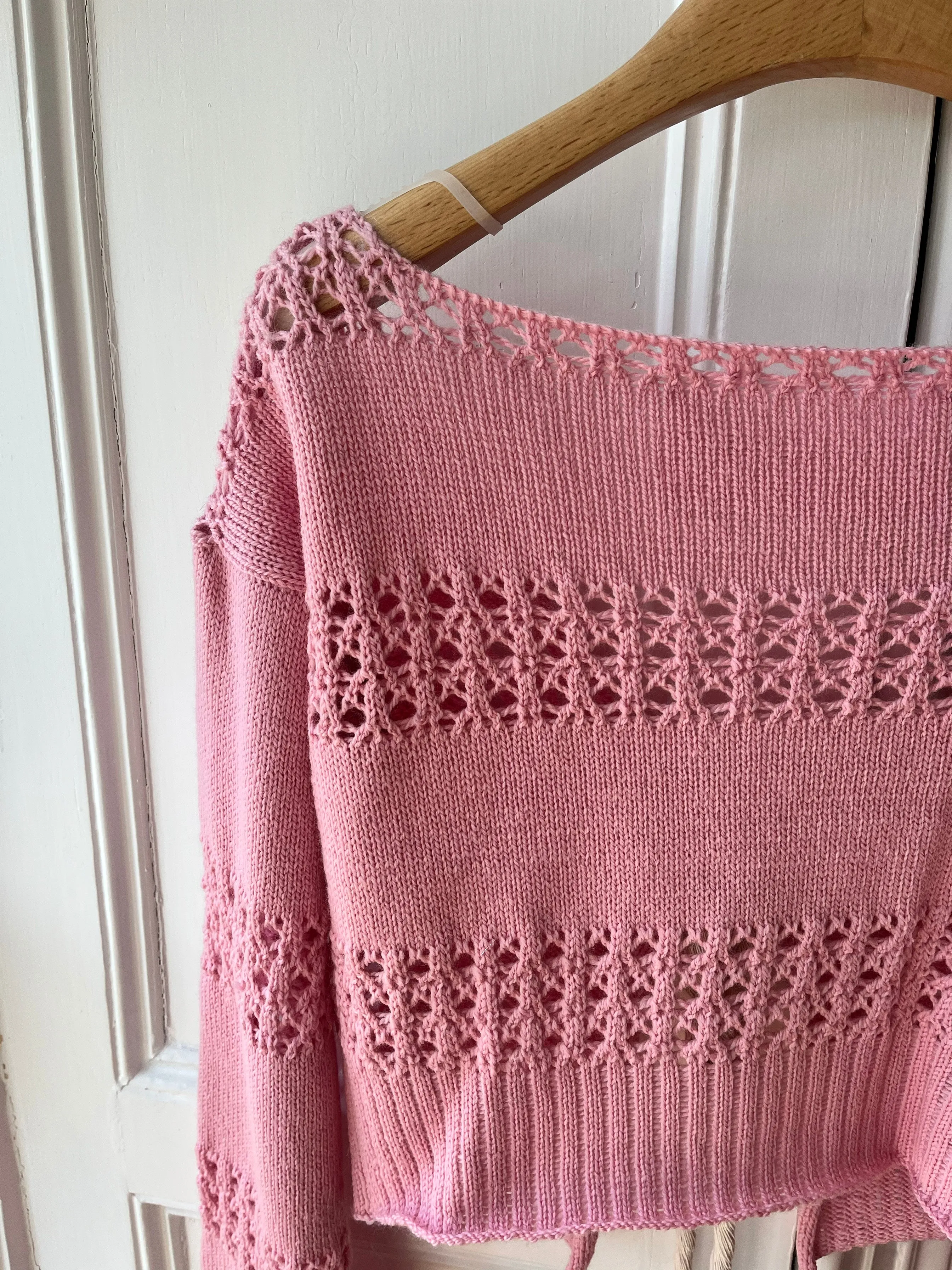 1of2  Pink Off Shoulder Knit Cardigan S/M (Sample)