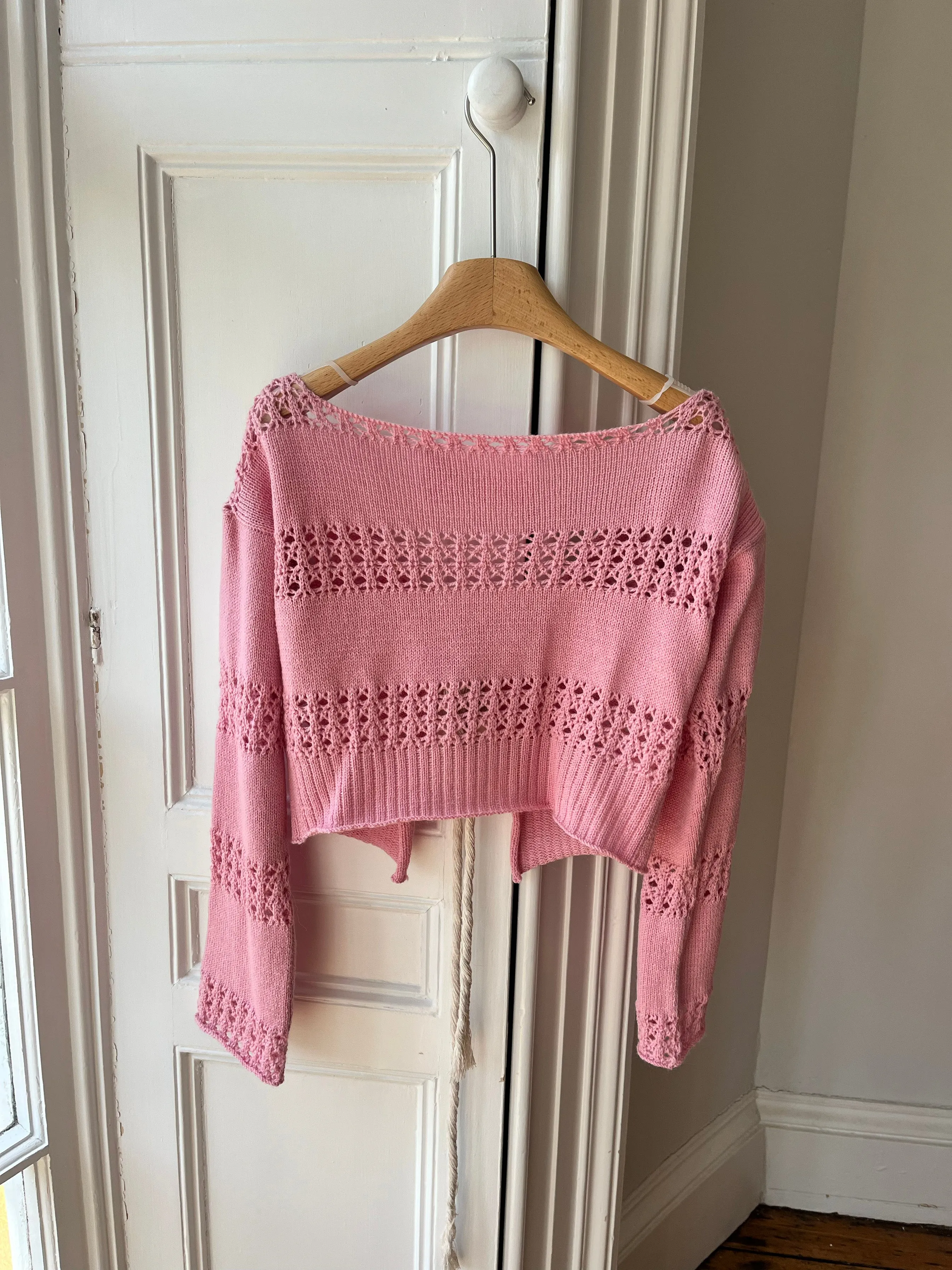 1of2  Pink Off Shoulder Knit Cardigan S/M (Sample)