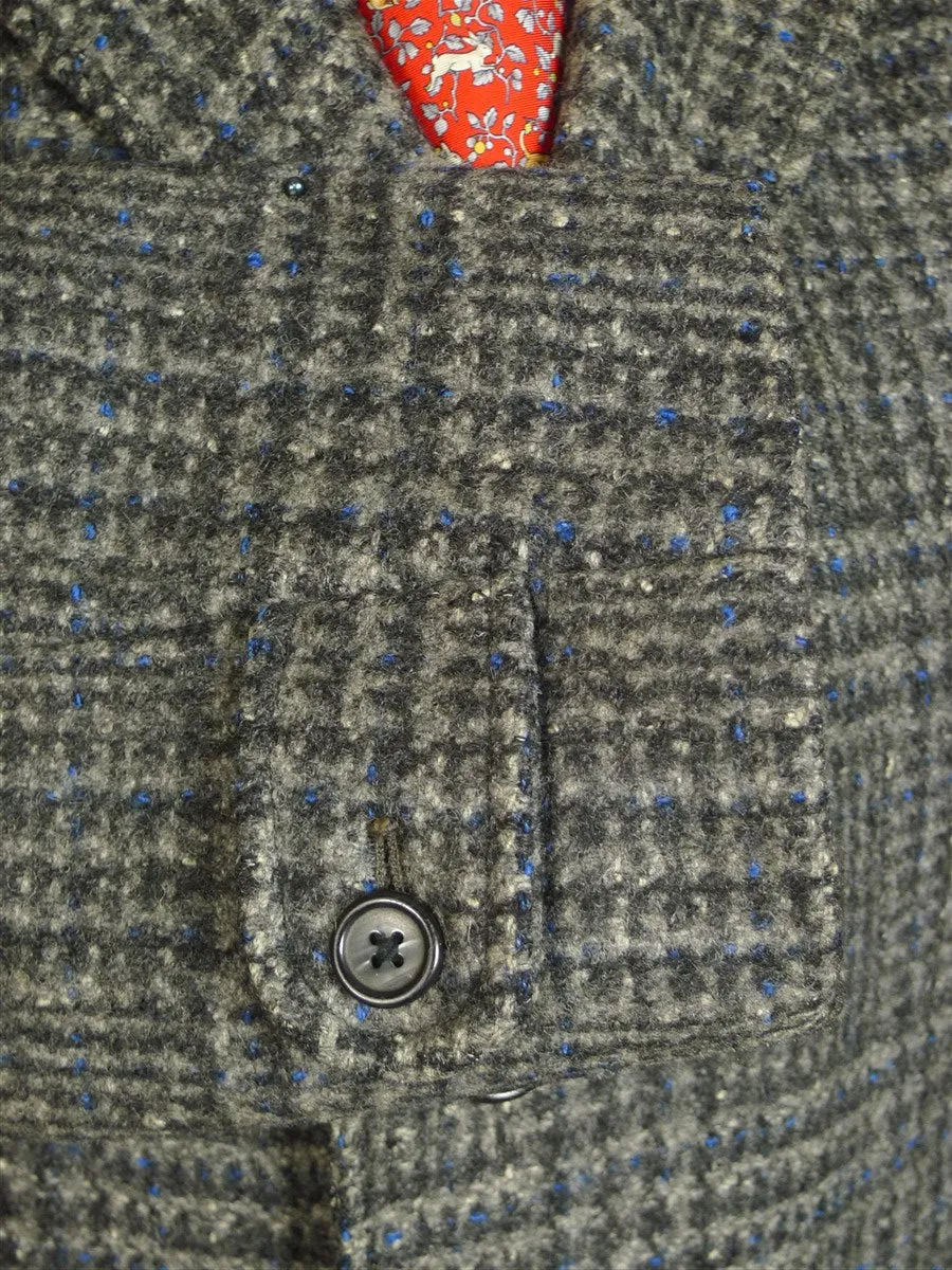 24/0955 vintage heavyweight grey / blue scottish tweed raglan sleeve overcoat 40-42