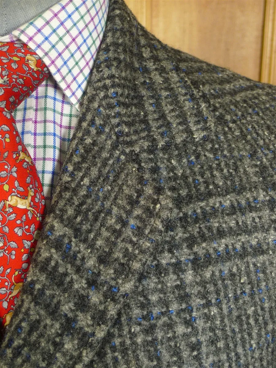 24/0955 vintage heavyweight grey / blue scottish tweed raglan sleeve overcoat 40-42