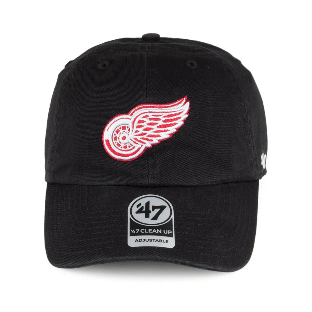 47 Brand Detroit Red Wings Baseball Cap - NHL Clean Up - Black