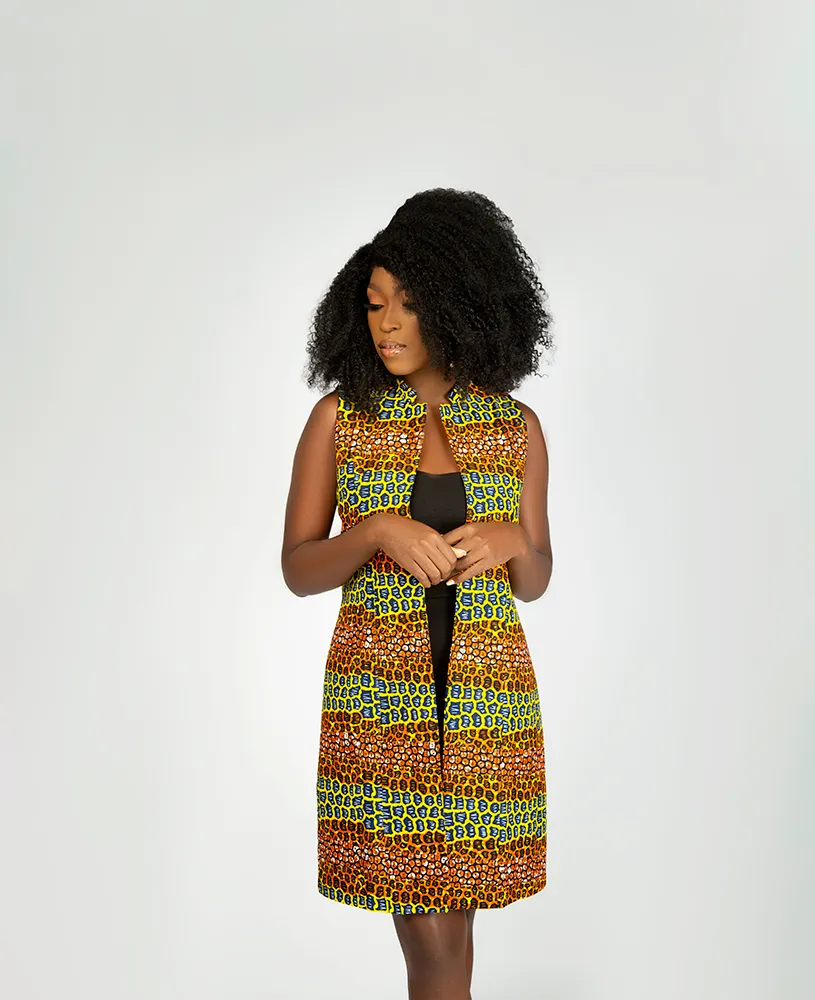 AFRICAN Print NIA SLEEVELESS OVERCOAT