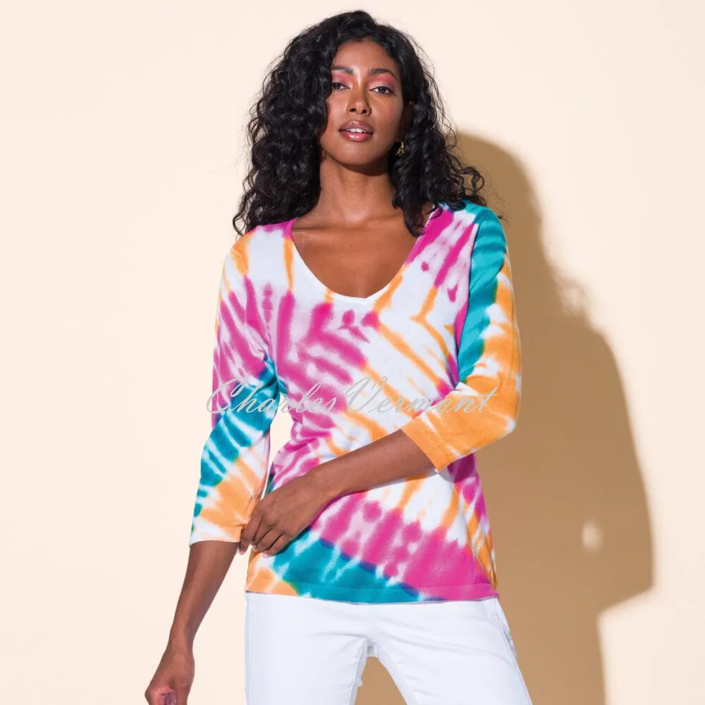 Alison Sheri Tie Dye Effect V-Neck Sweater - Style A43259