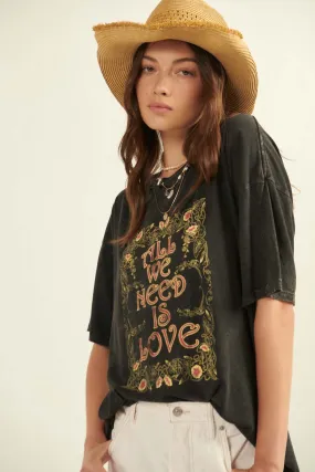 All We Need is Love Distressed Graphic Tee