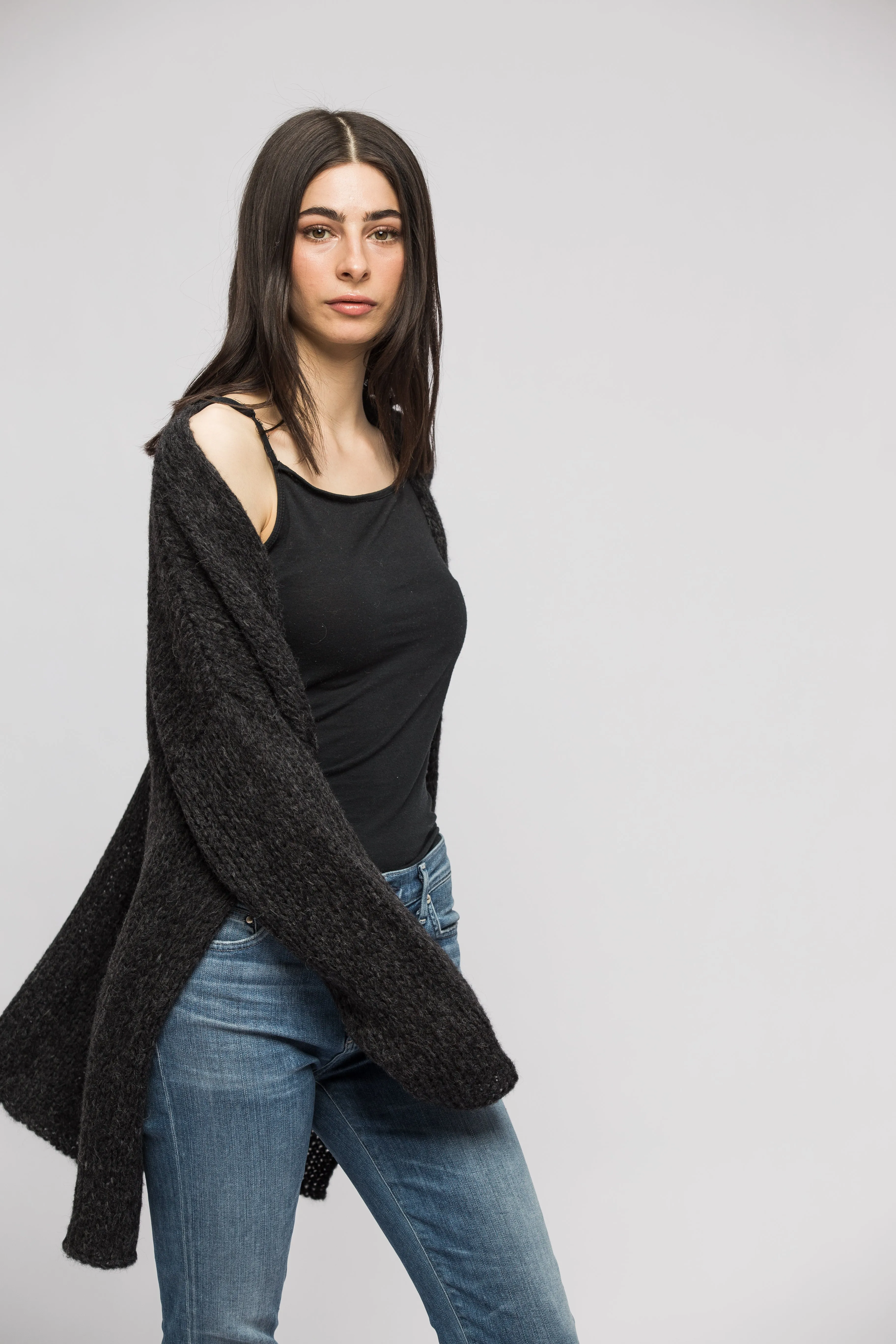 Alpaca charcoal grey cardigan.