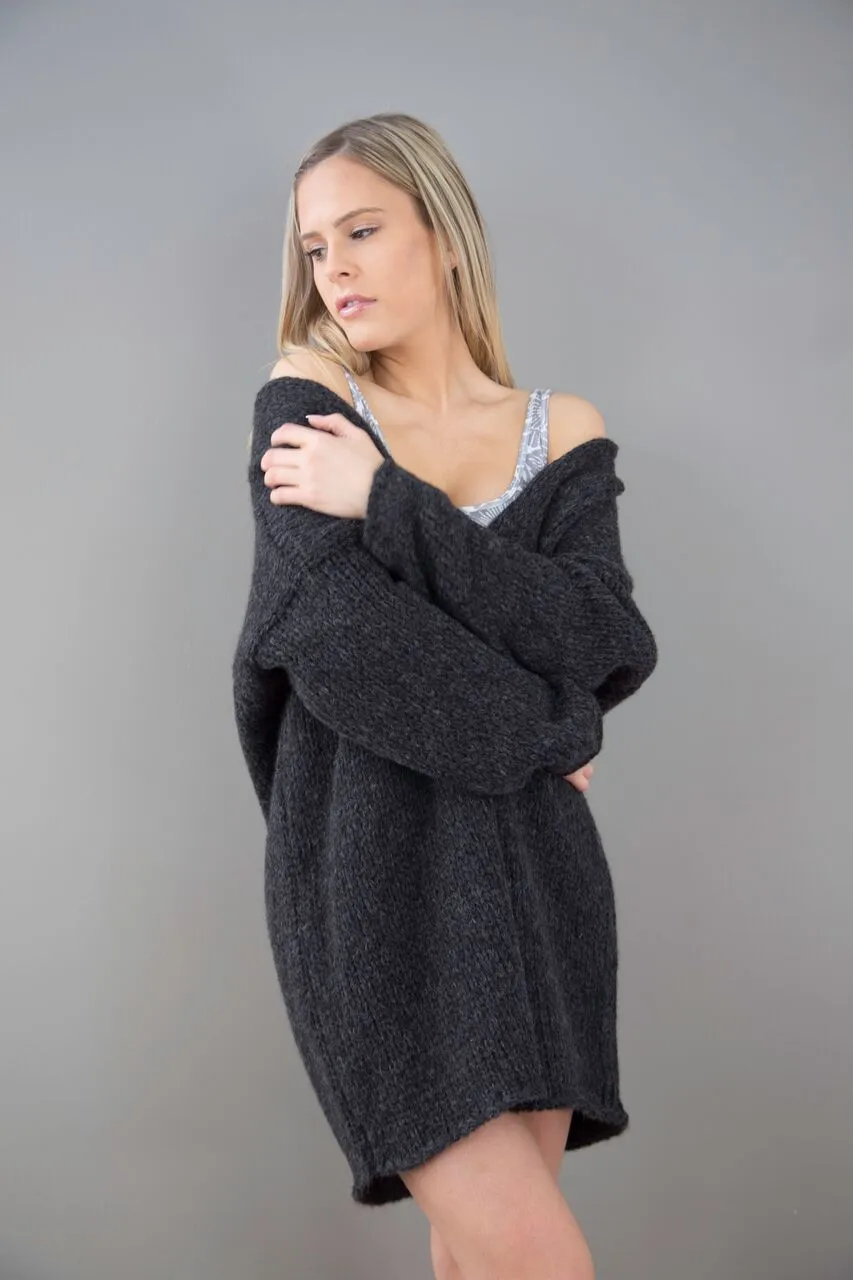 Alpaca charcoal grey cardigan.