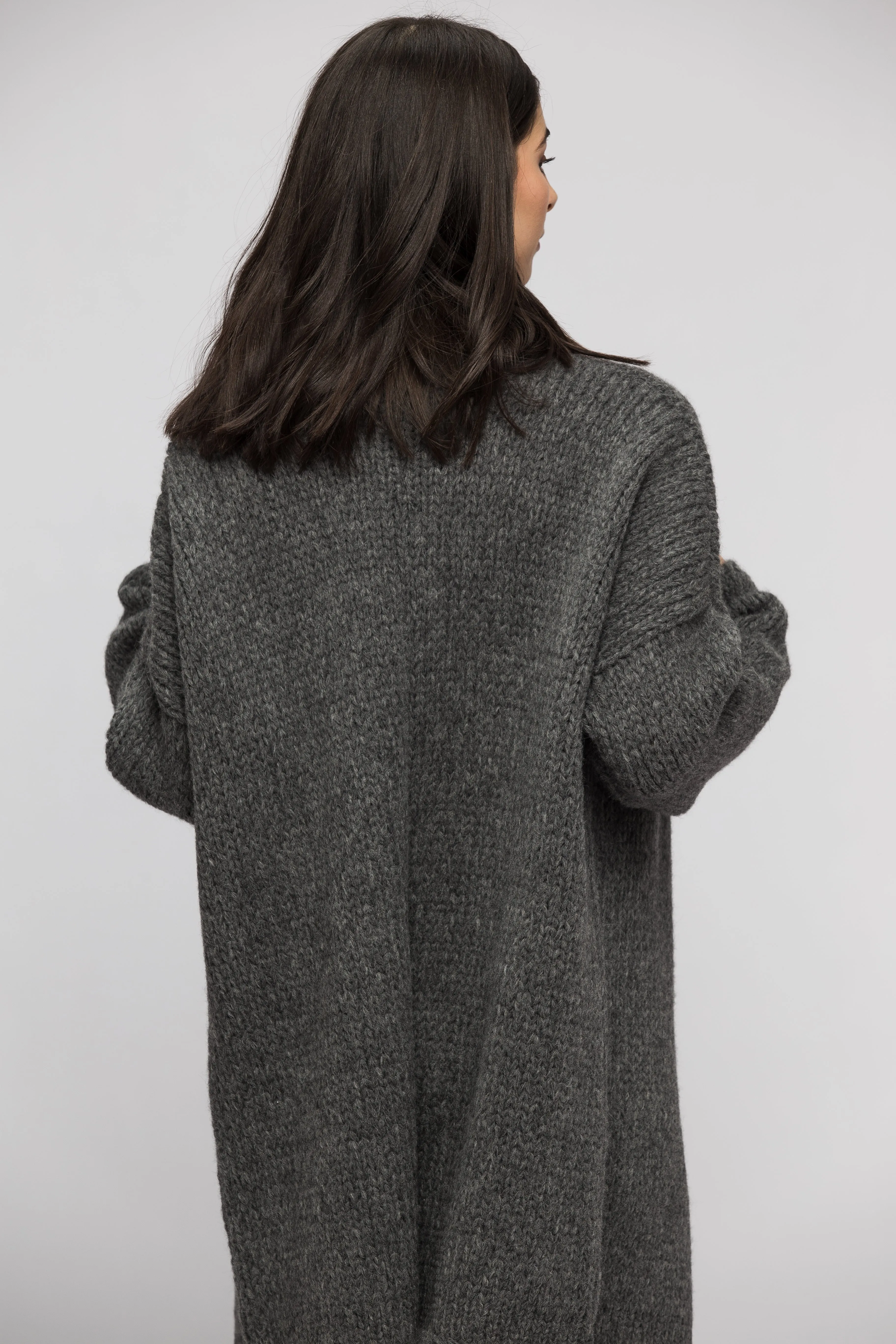 Alpaca  grey chunky knit cardigan.