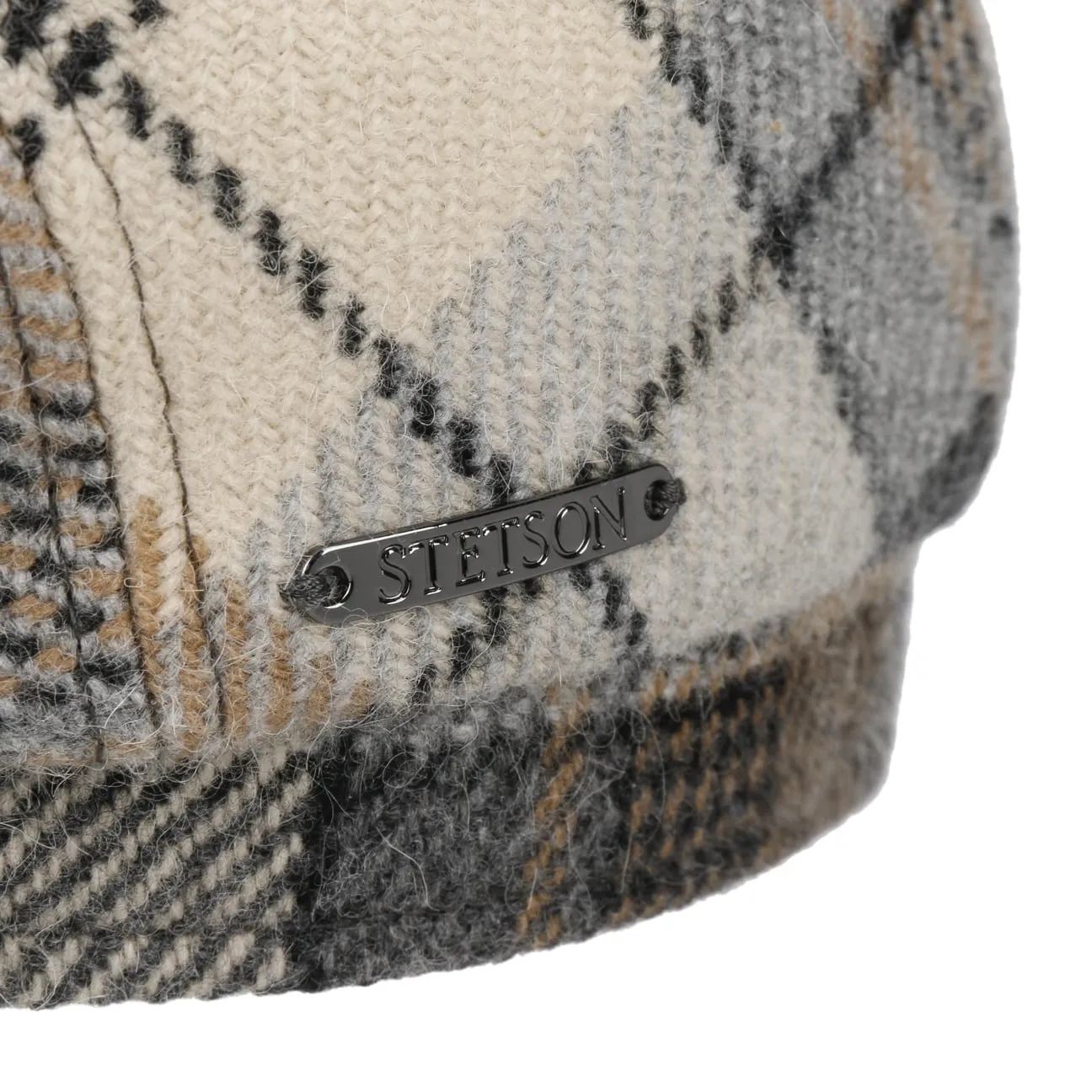 Alpaca Wool Check Driver Flat Cap by Stetson