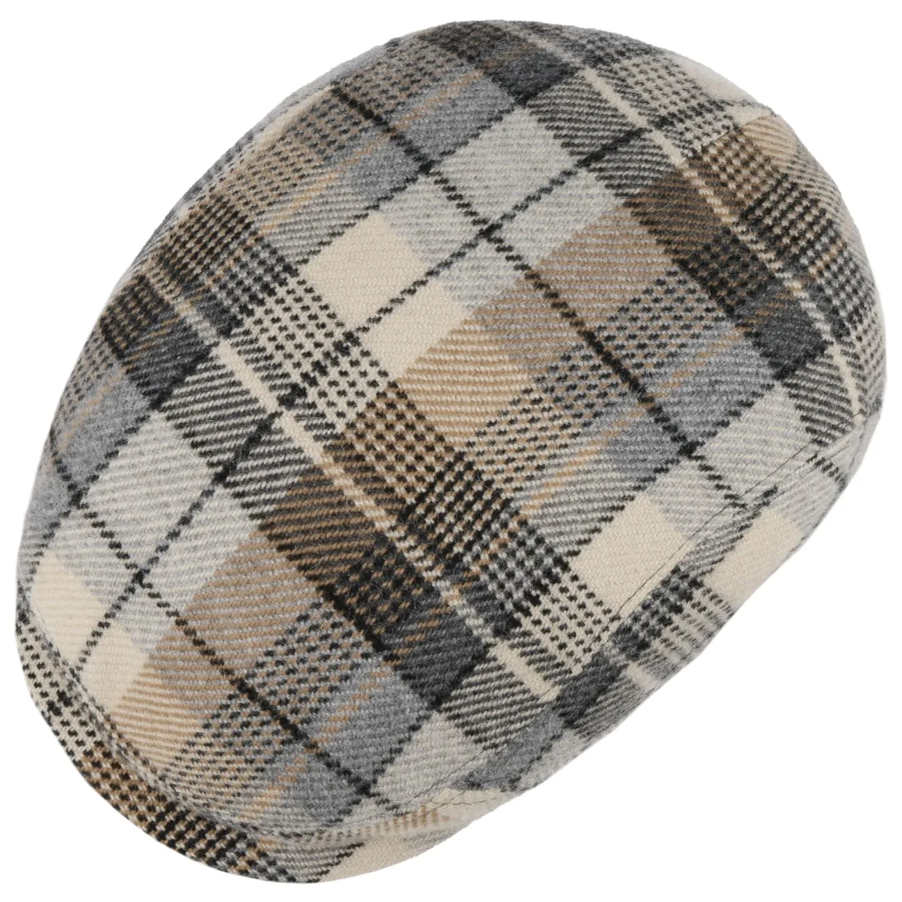 Alpaca Wool Check Driver Flat Cap by Stetson