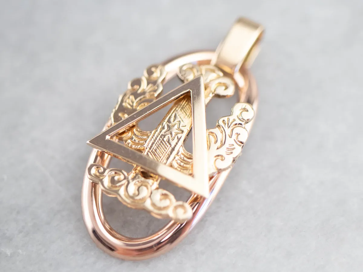 Antique Gold Delta Psi Fraternity Pendant