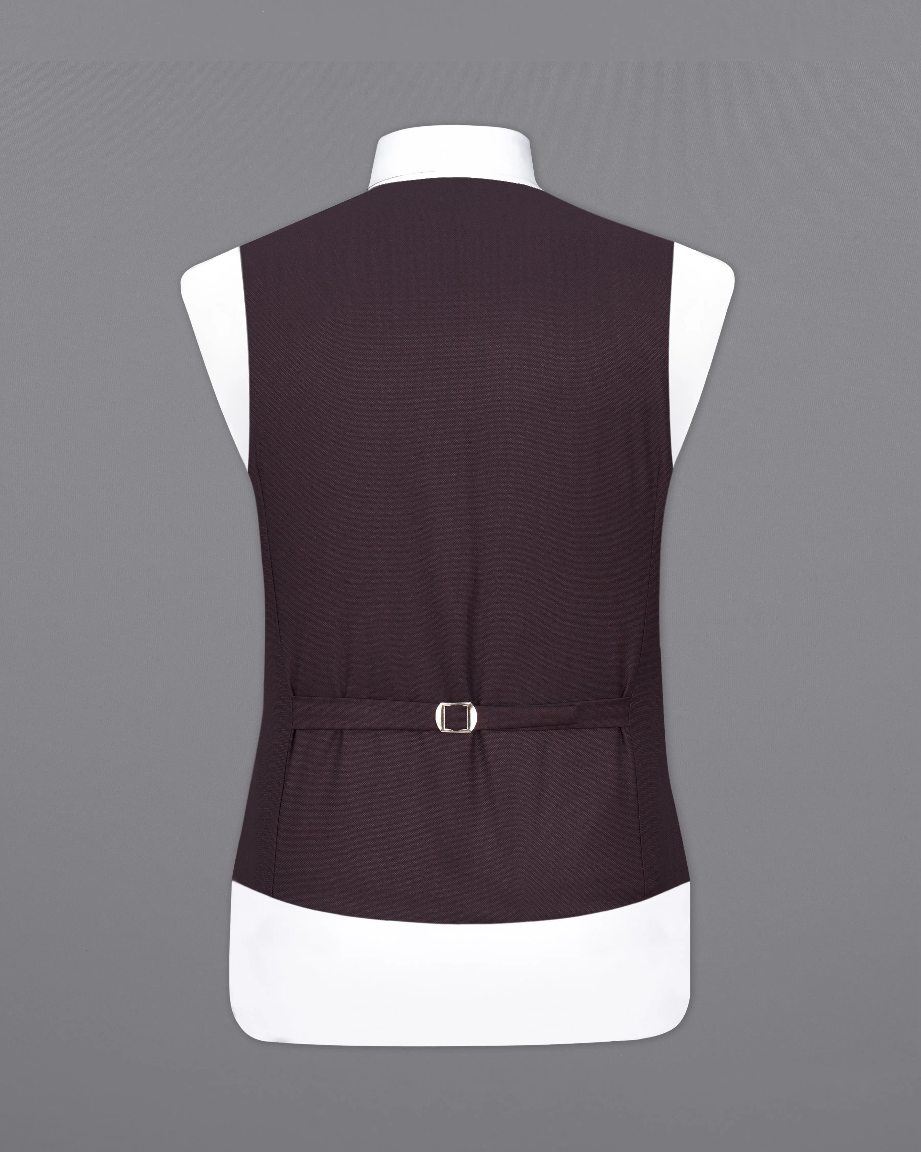 Aubergine Maroon Textured Waistcoat