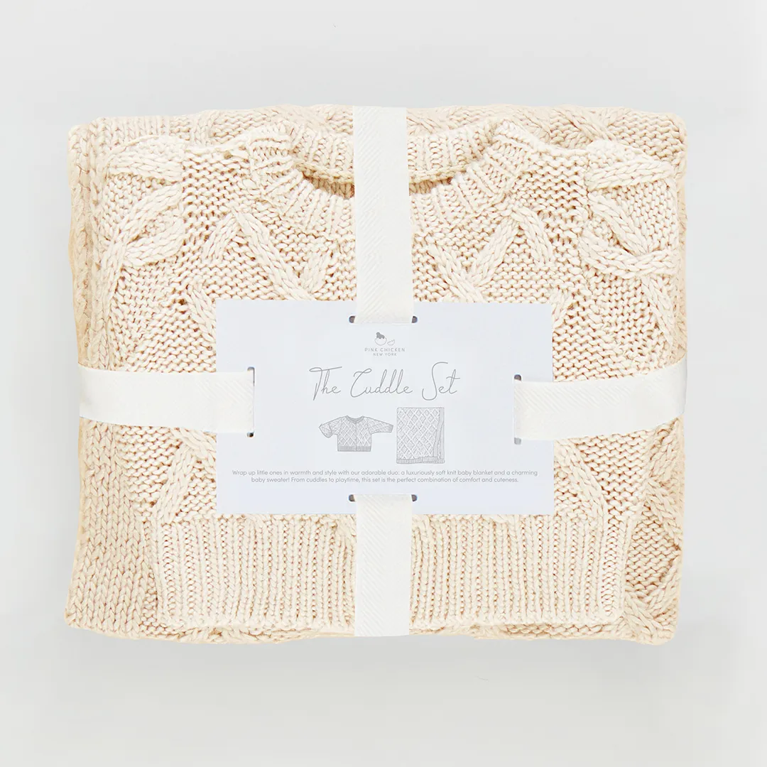 Baby Cuddle Blanket and Sweater Set - Cream