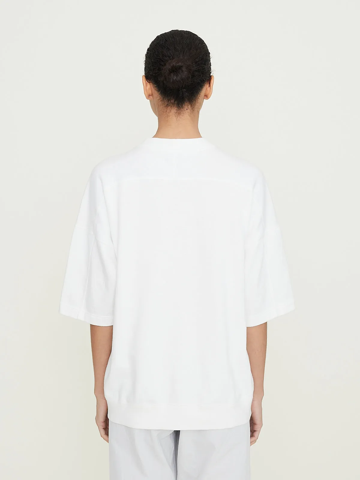 Back Line Sweatshirt Half Sleeve in Off White