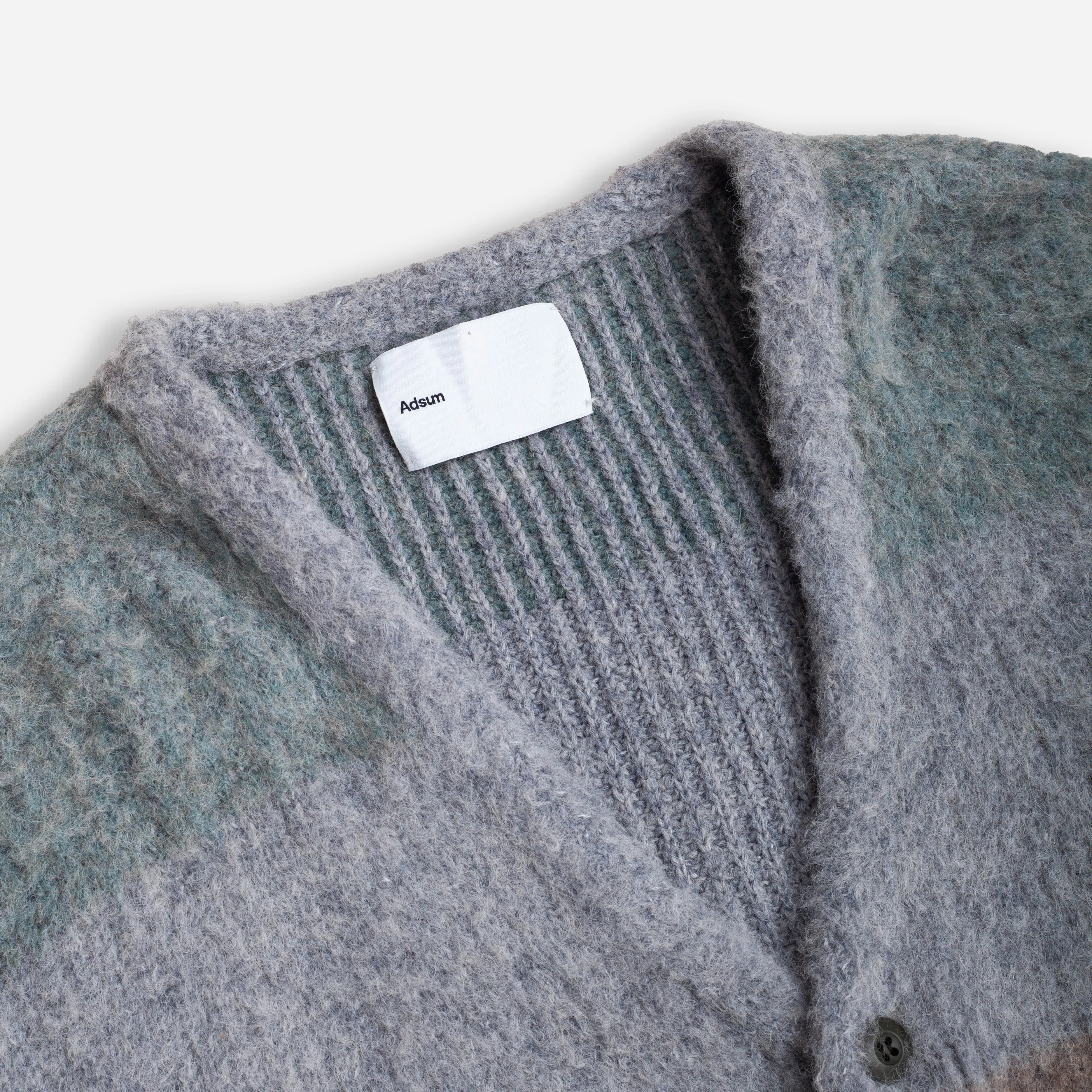 BAND NECK MIXED CARDIGAN - SAGE STRIPE