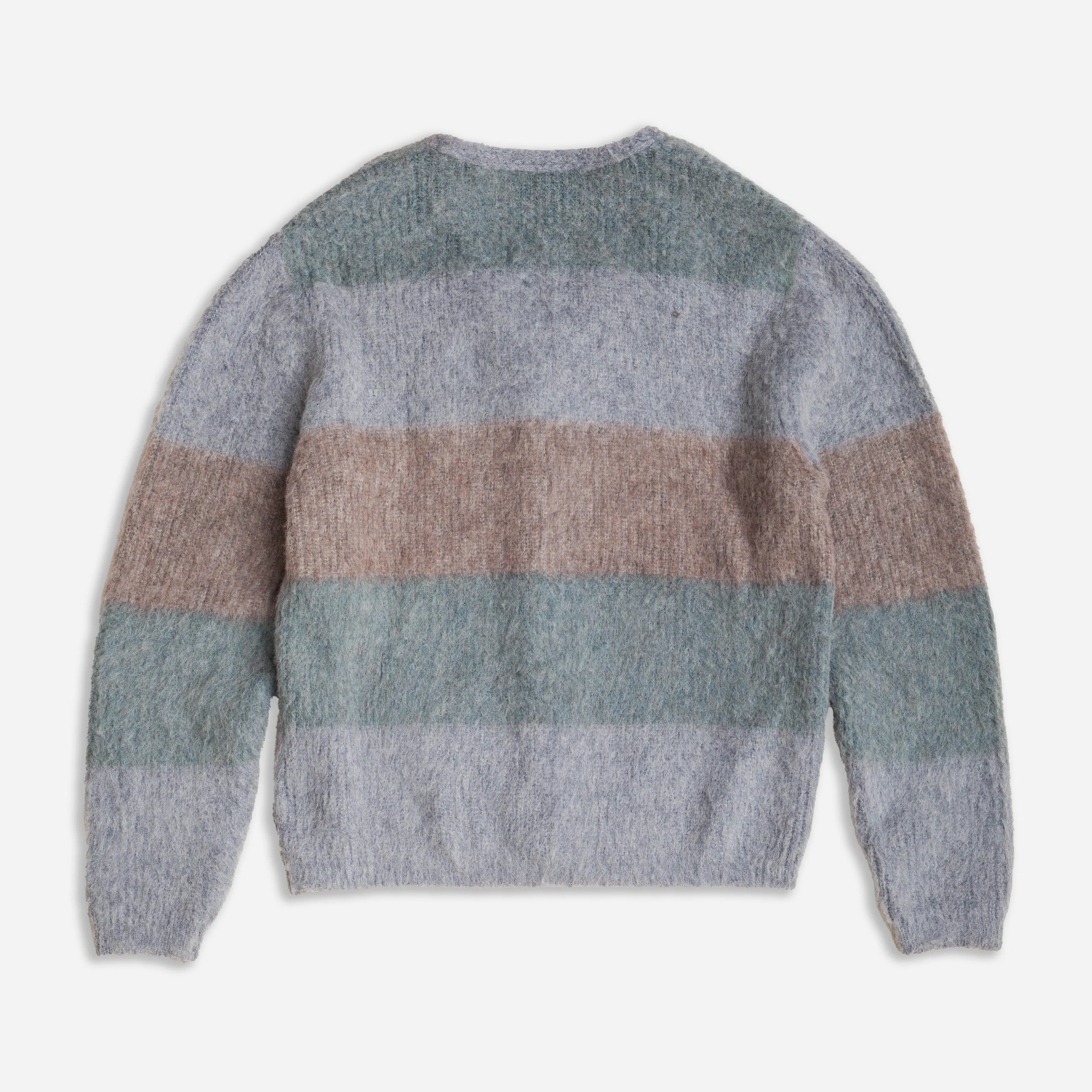 BAND NECK MIXED CARDIGAN - SAGE STRIPE