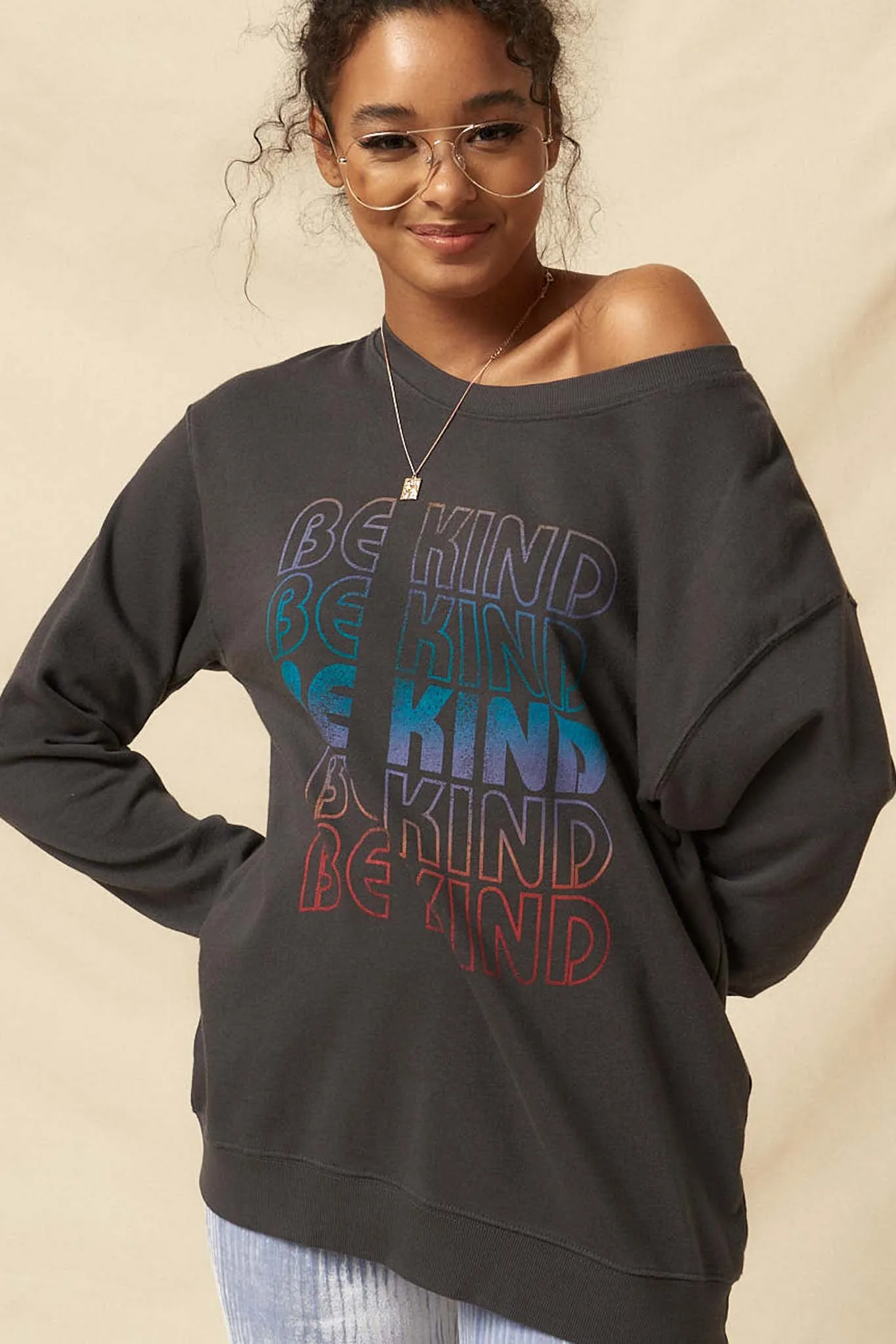 Be Kind Garment-Dyed Graphic Sweatshirt