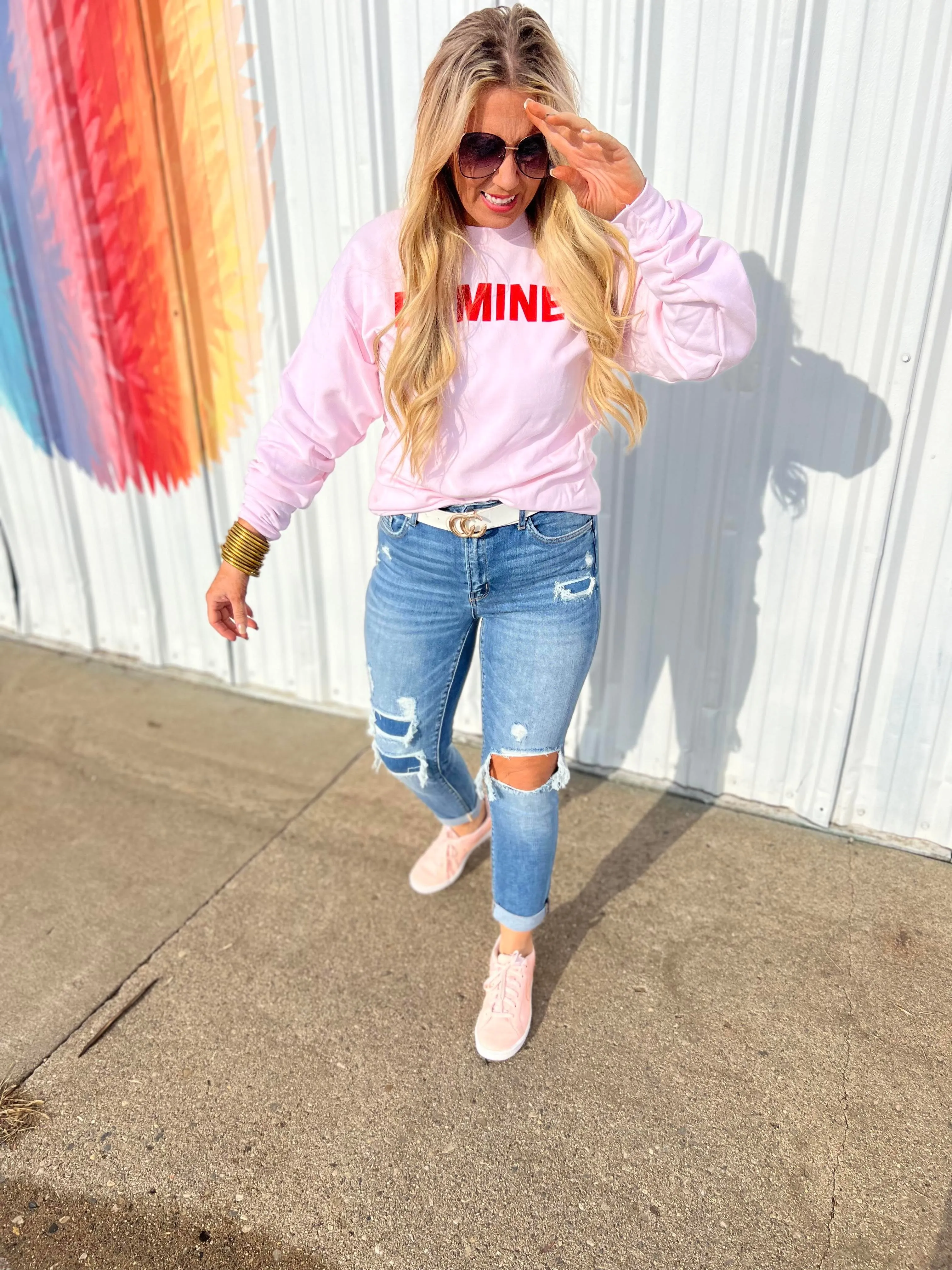 Be Mine Crewneck Sweatshirt - Pink** - Final Sale