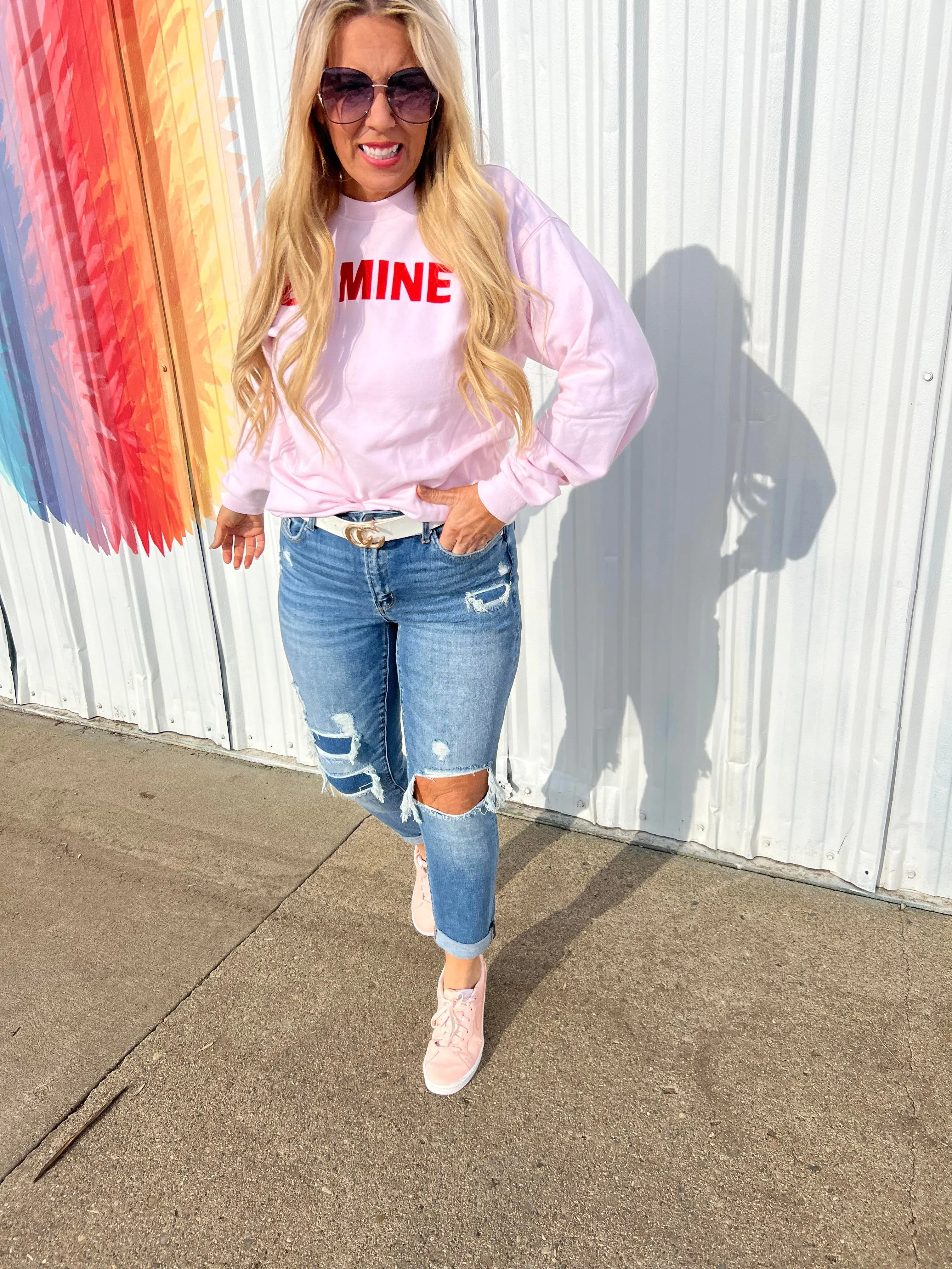 Be Mine Crewneck Sweatshirt - Pink** - Final Sale