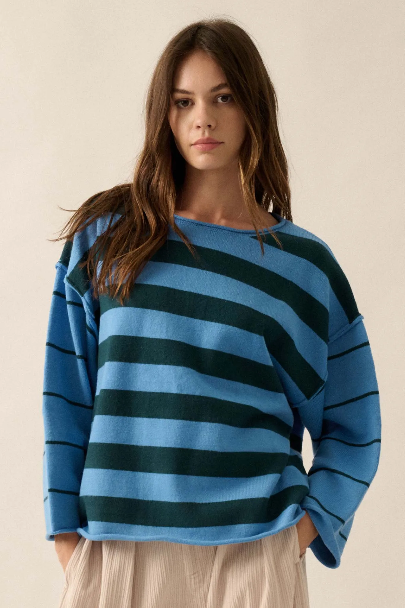 Bend the Rules Striped Rolled-Edge Sweater