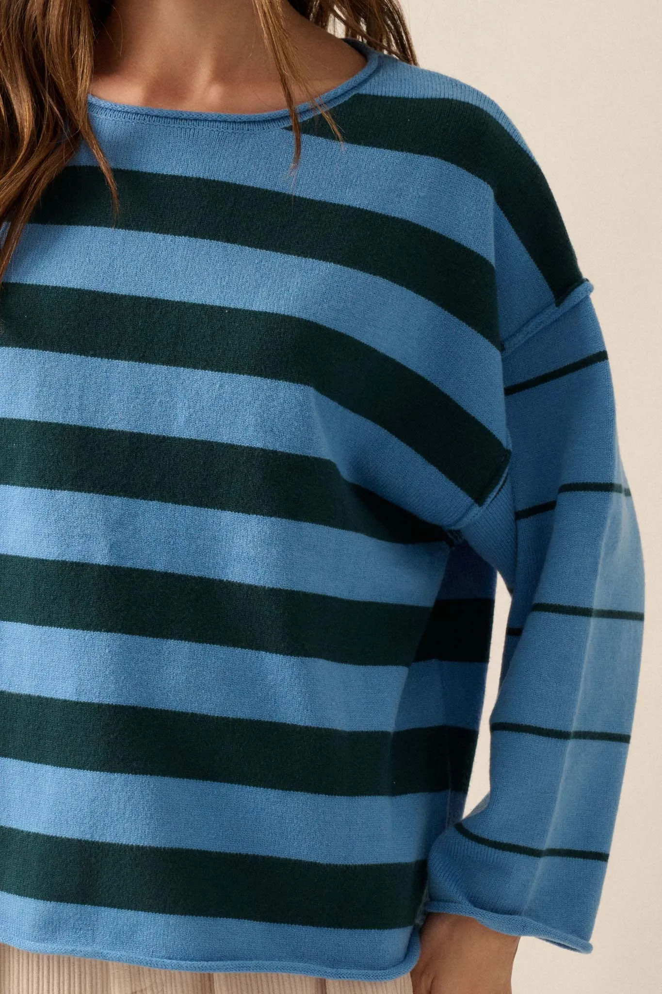 Bend the Rules Striped Rolled-Edge Sweater