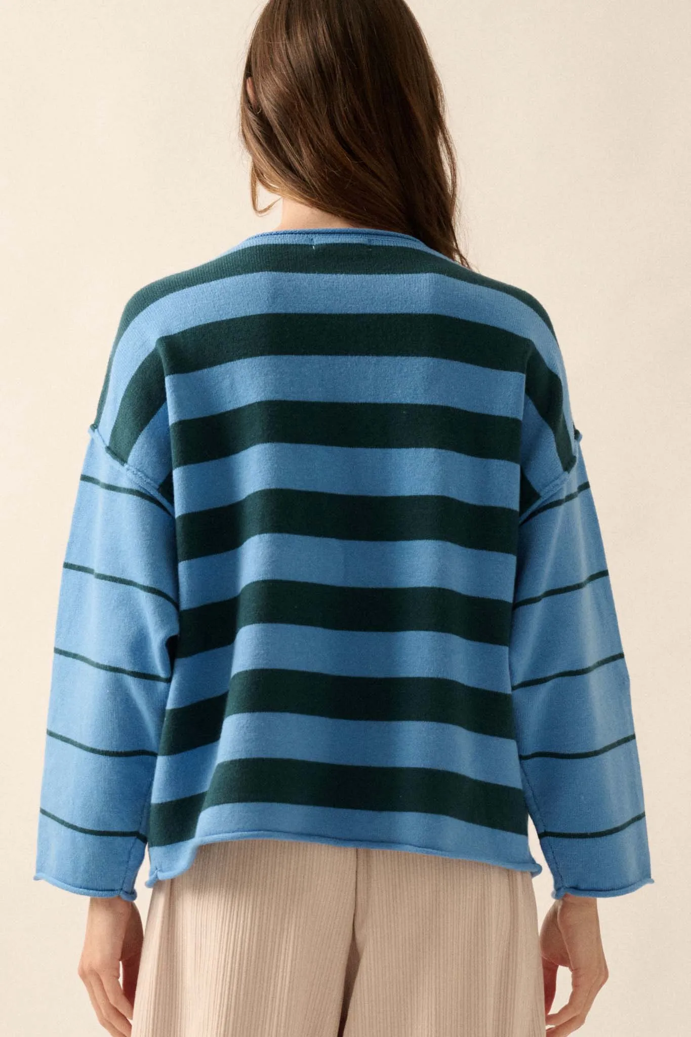 Bend the Rules Striped Rolled-Edge Sweater