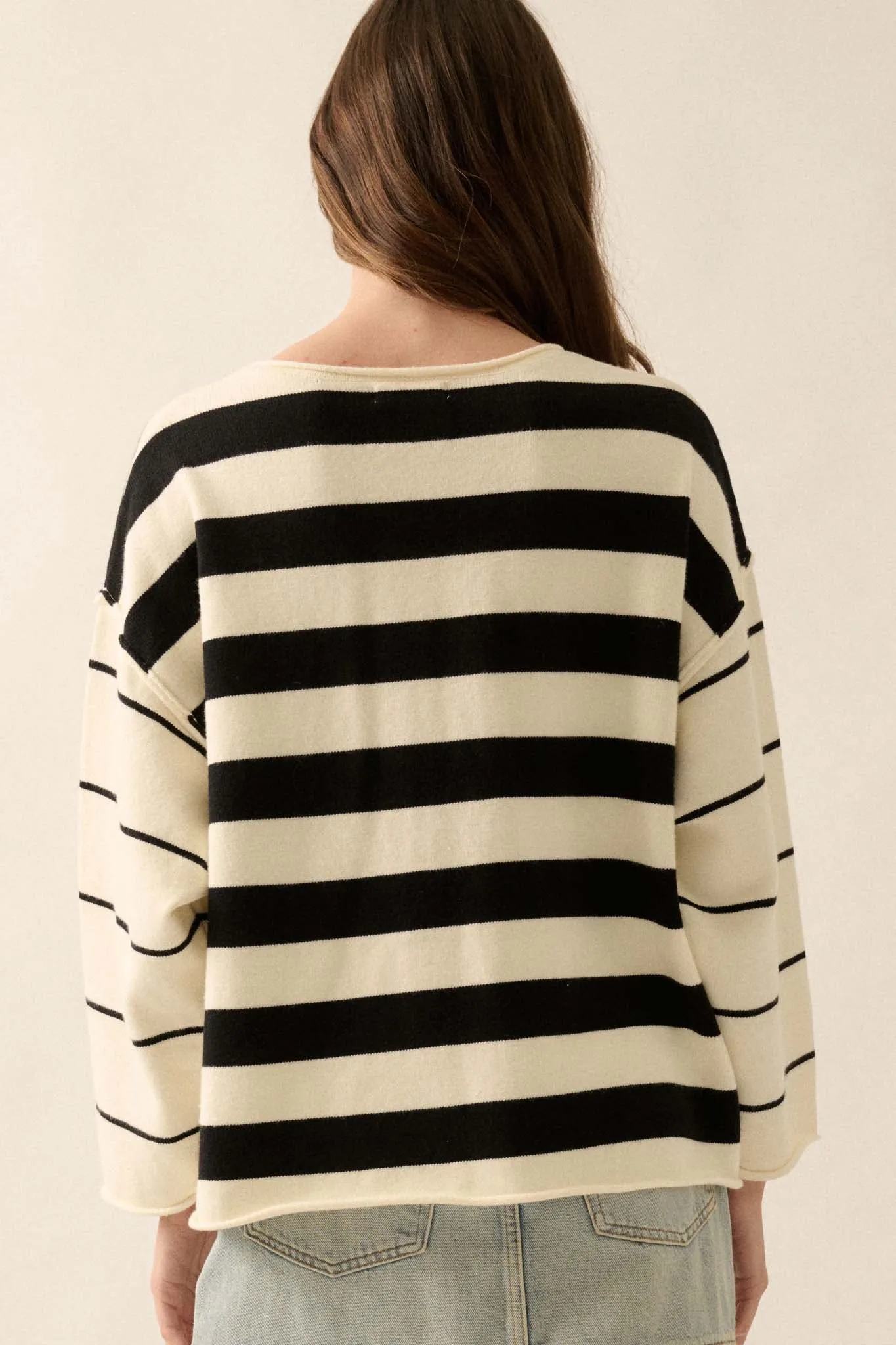 Bend the Rules Striped Rolled-Edge Sweater