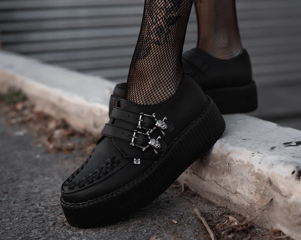 Black TUKskin™ 2-Buckle Skull Creeper