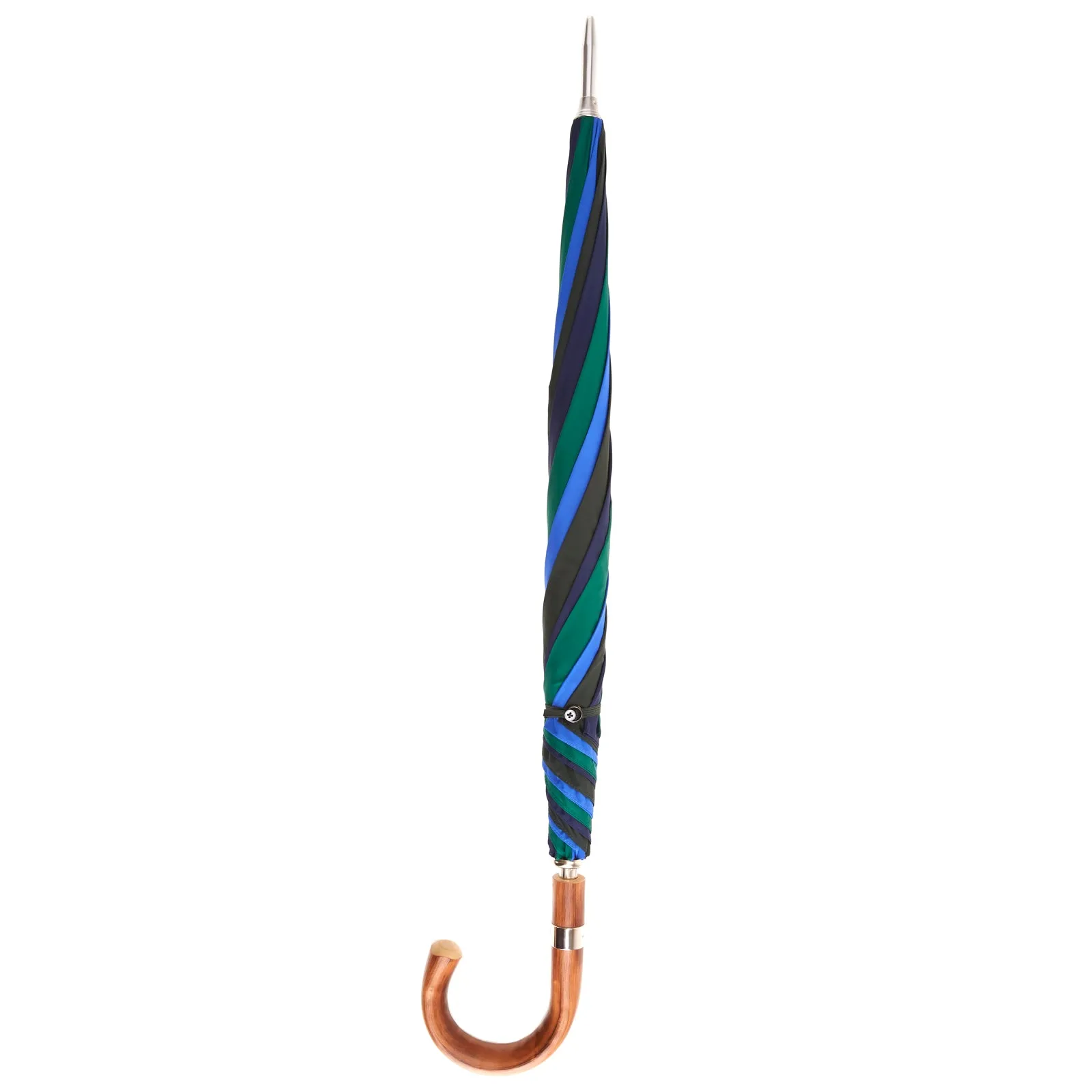 Blue and Green Umbrella with Chestnut Crook