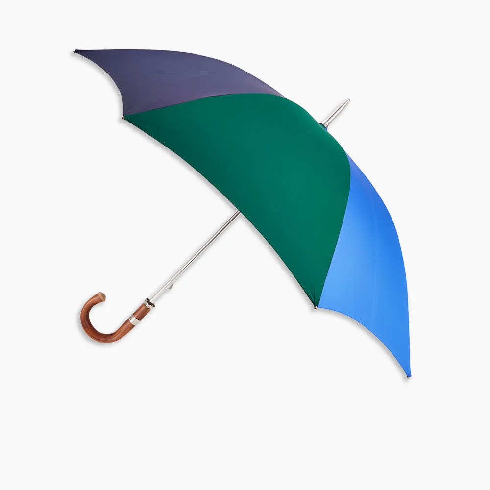 Blue and Green Umbrella with Chestnut Crook