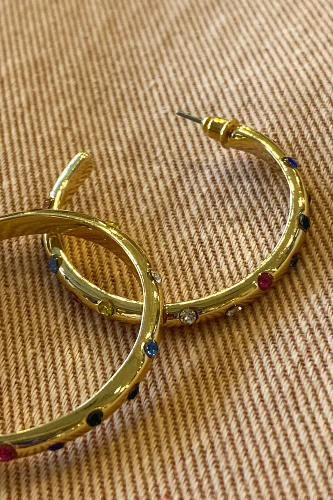 B.M.L Ginette Rainbow Stone Hoop Earrings