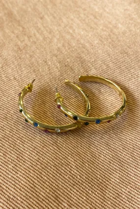 B.M.L Ginette Rainbow Stone Hoop Earrings