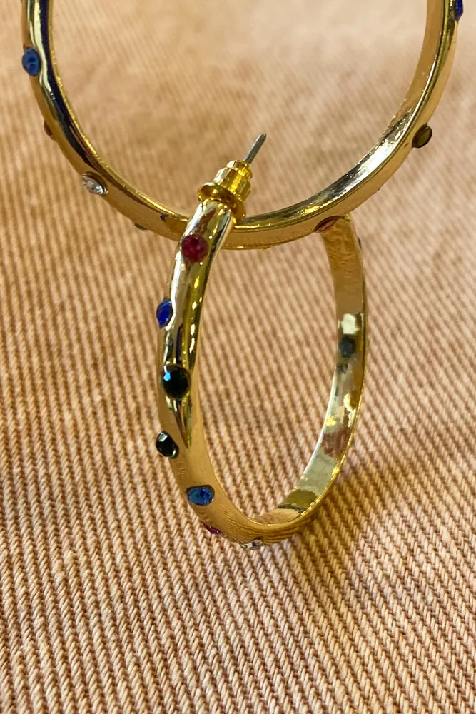 B.M.L Ginette Rainbow Stone Hoop Earrings