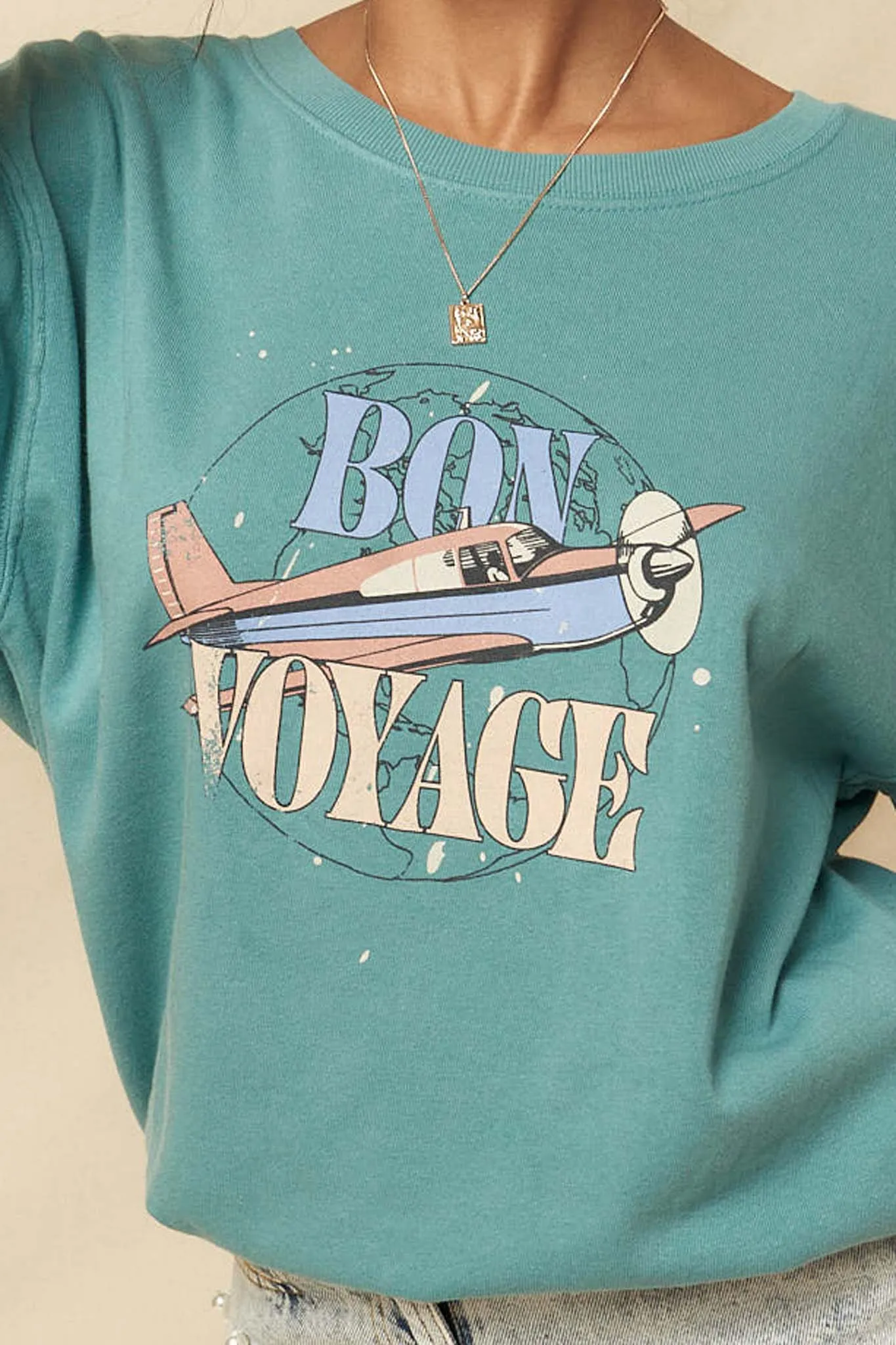 Bon Voyage Garment-Dyed Graphic Sweatshirt