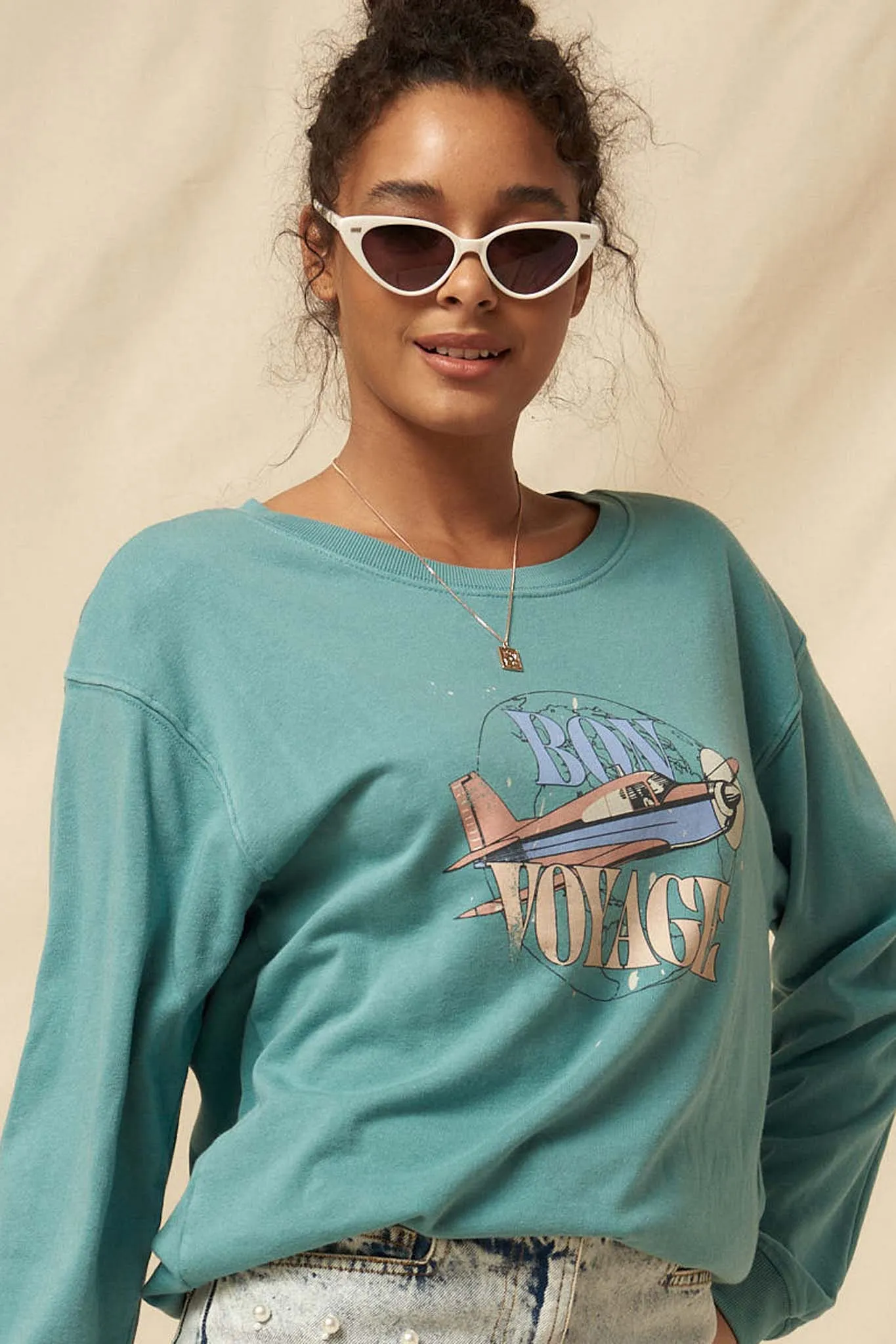 Bon Voyage Garment-Dyed Graphic Sweatshirt