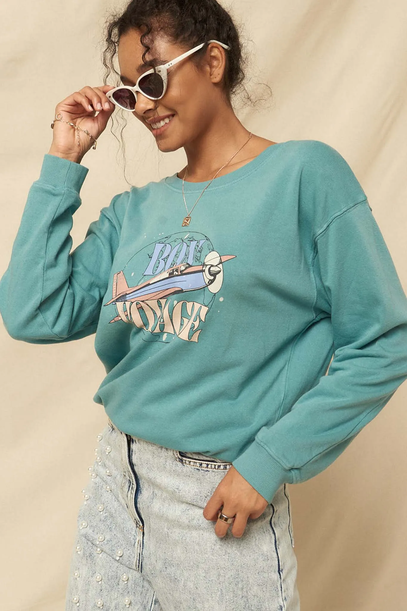 Bon Voyage Garment-Dyed Graphic Sweatshirt