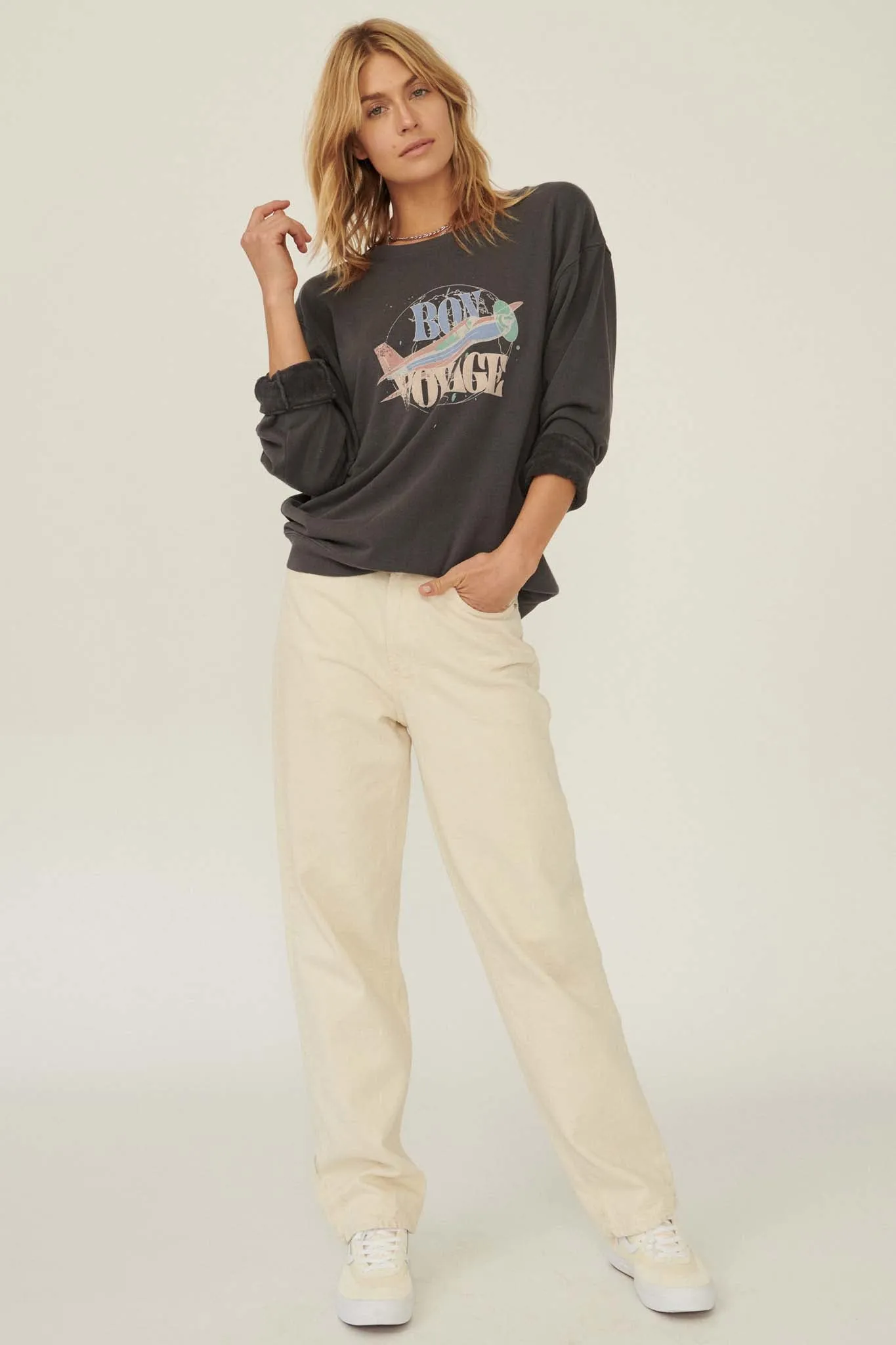 Bon Voyage Garment-Dyed Graphic Sweatshirt