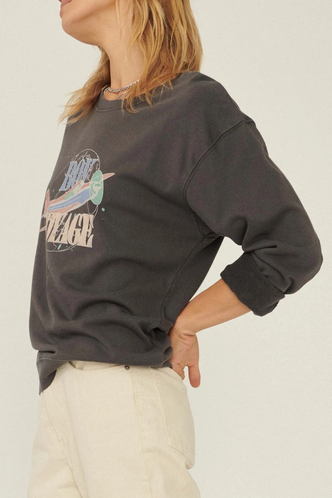 Bon Voyage Garment-Dyed Graphic Sweatshirt