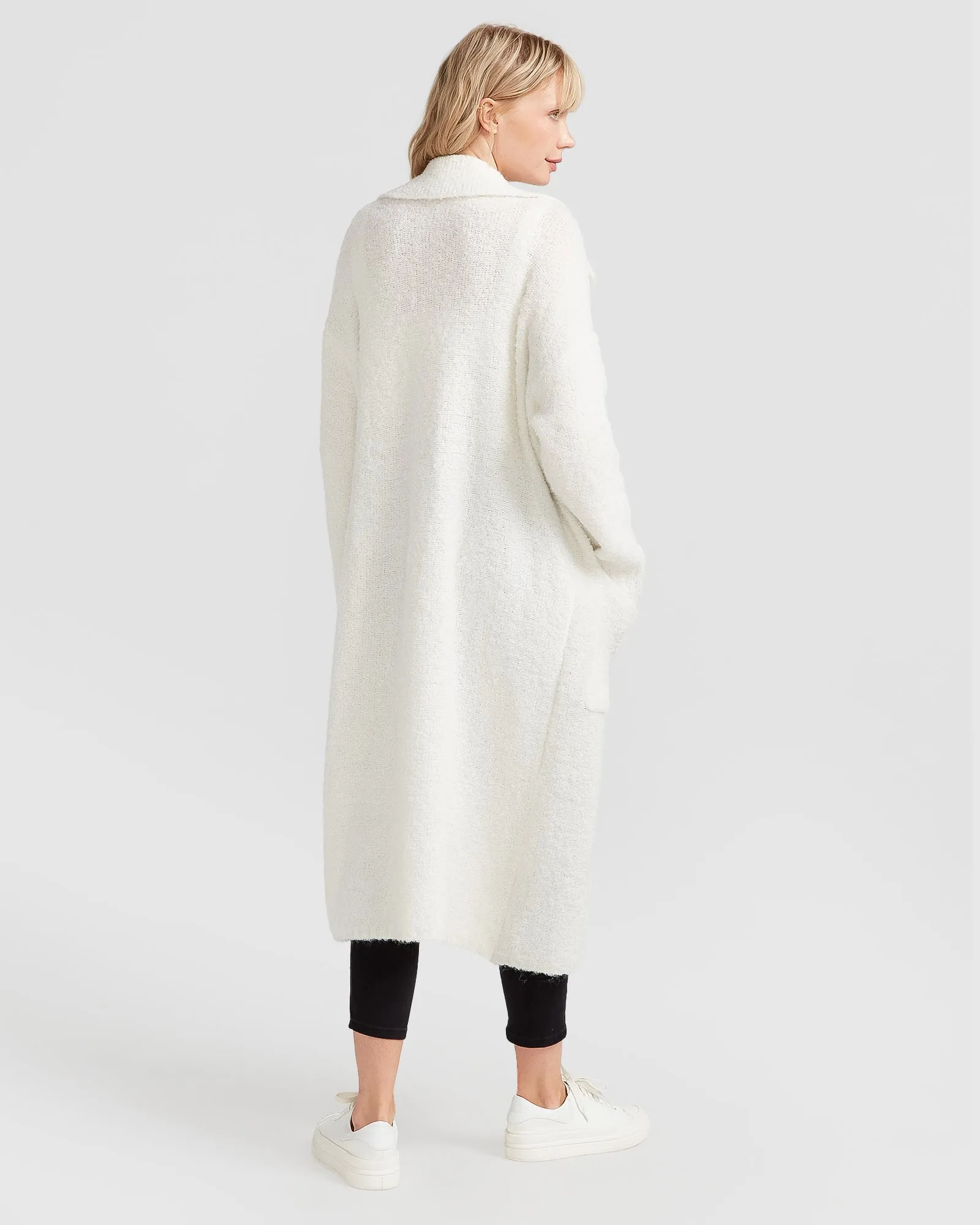 Born To Run Sustainable Sweater Coat - White