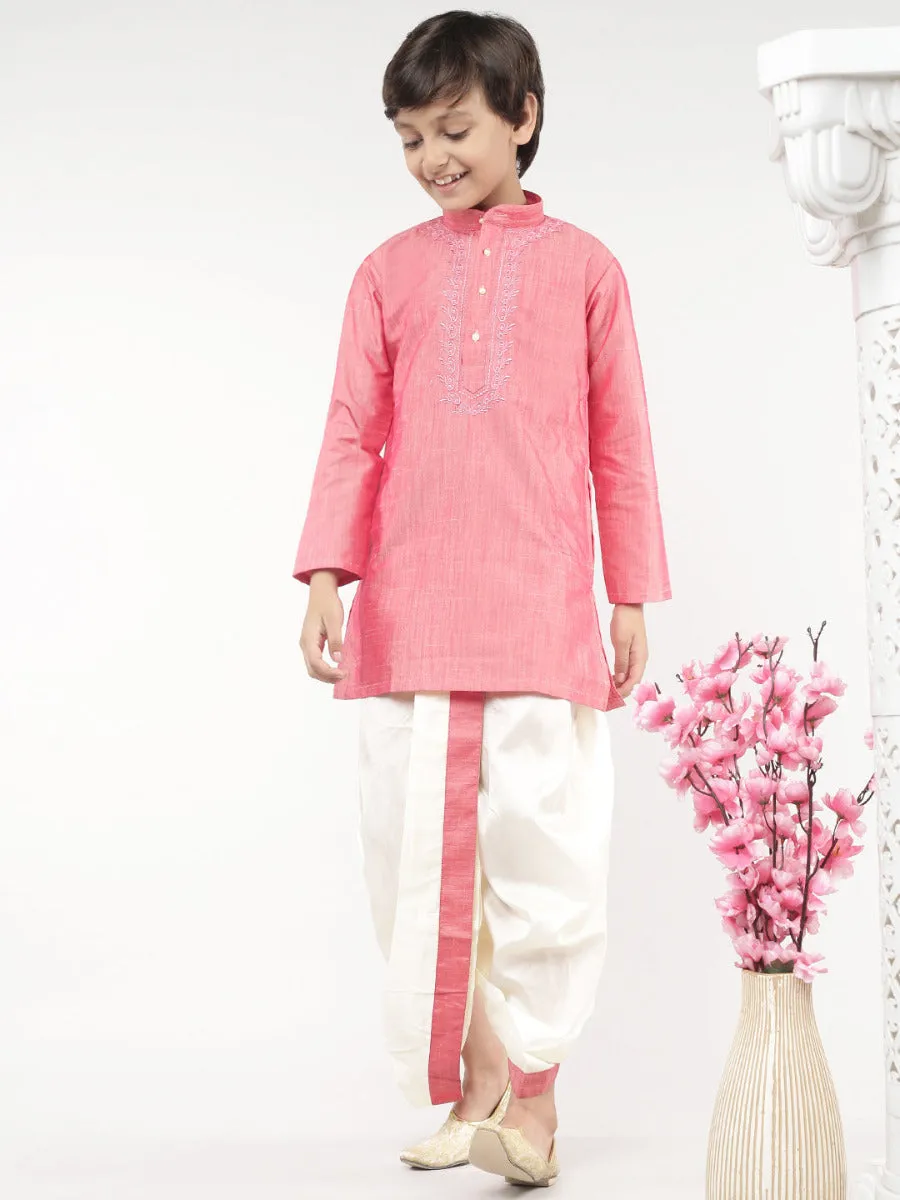 Boys Matching Kurta & Panchakacham Joy Set Pink VB3