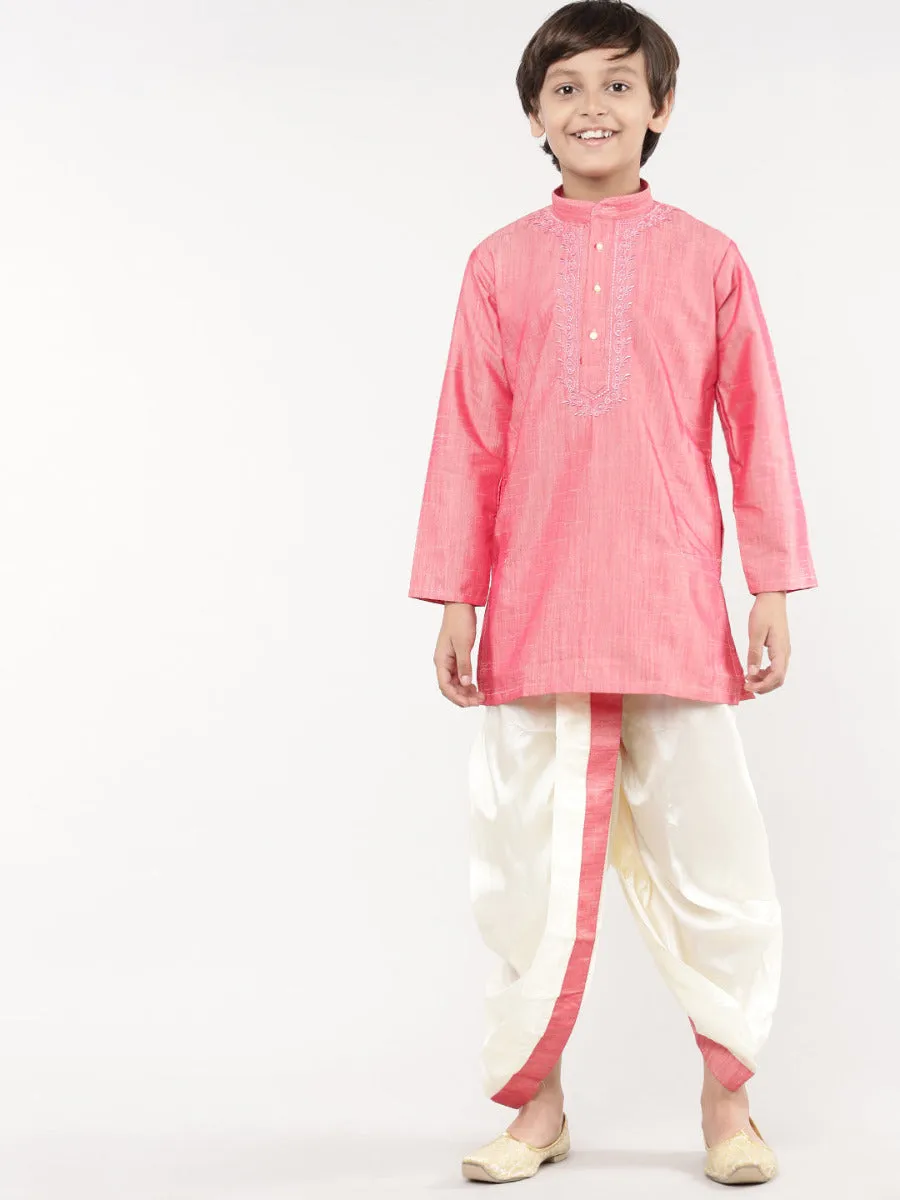 Boys Matching Kurta & Panchakacham Joy Set Pink VB3