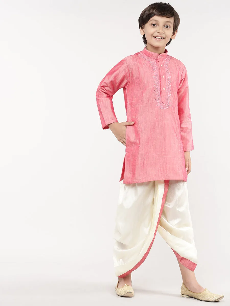 Boys Matching Kurta & Panchakacham Joy Set Pink VB3