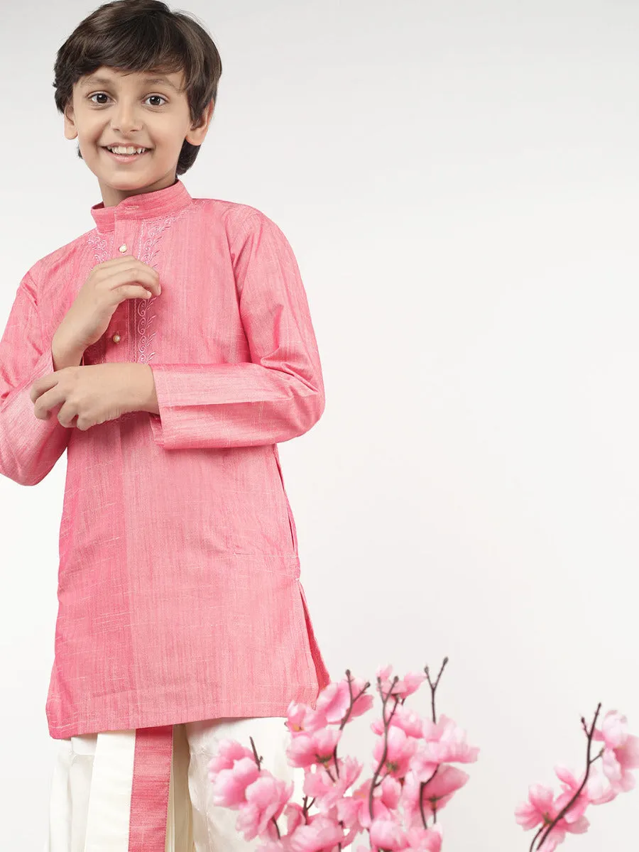 Boys Matching Kurta & Panchakacham Joy Set Pink VB3