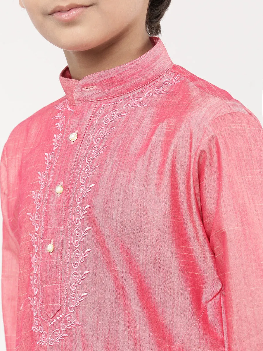 Boys Matching Kurta & Panchakacham Joy Set Pink VB3