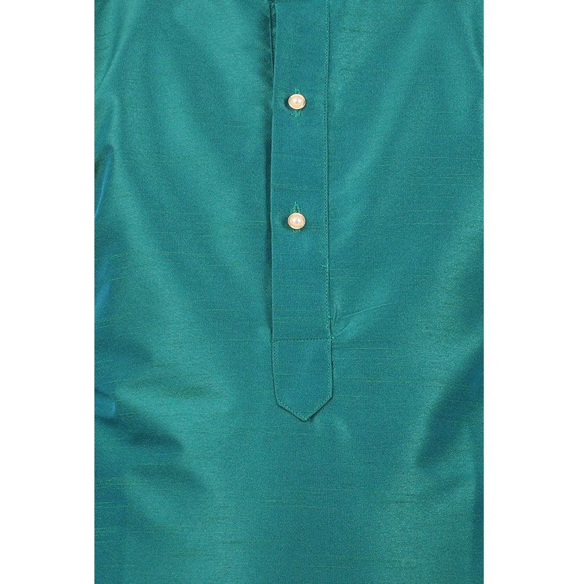 Boys Slub Kurta Panchakacham Set Dark Turquoise