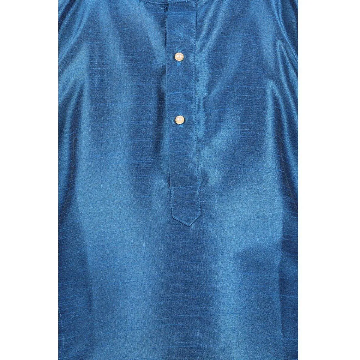 Boys Slub Kurta Panchakacham Set Sapphire Blue