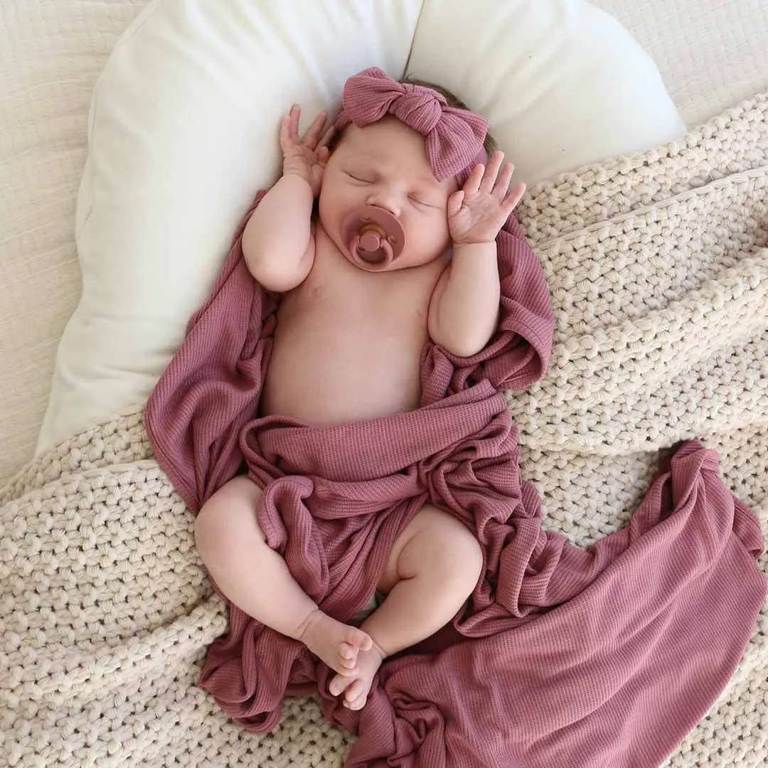 Boysenberry Waffle Bamboo Oversized Swaddle Blanket