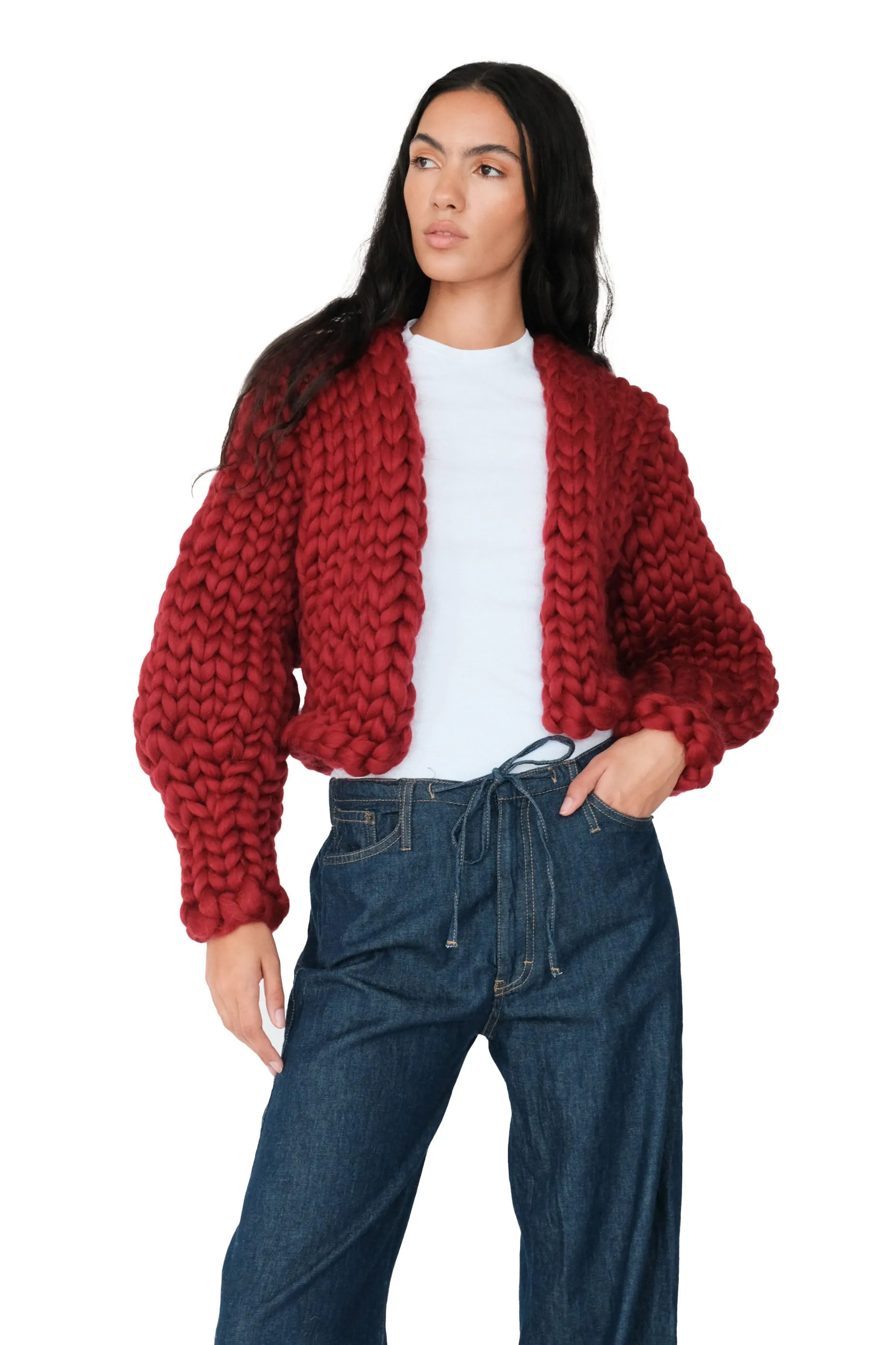 Burgundy Colossal Knit Cardigan